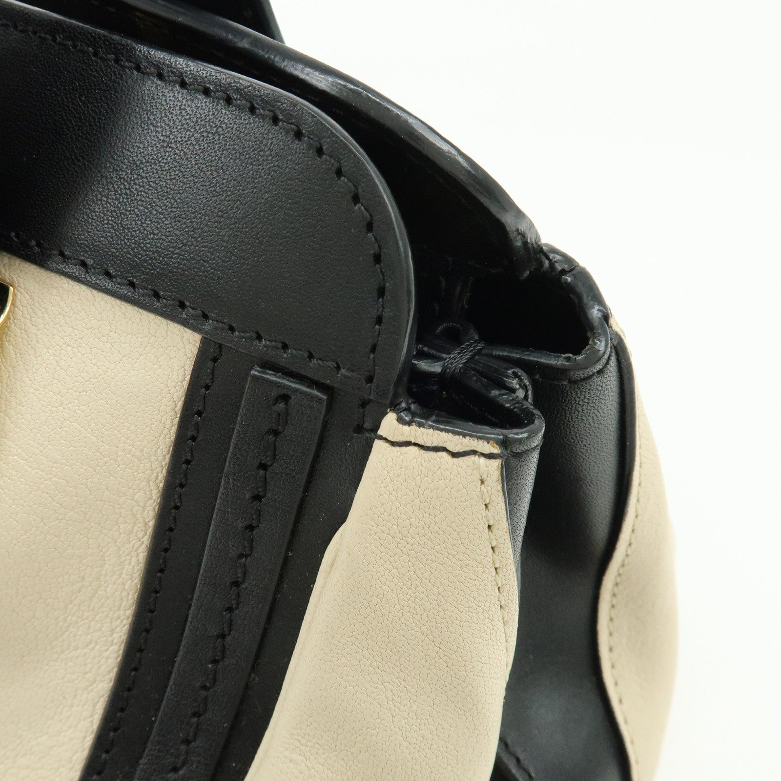 Chloe Alice Leather 2Way Bag Hand Bag Shoulder Bag Ivory Black