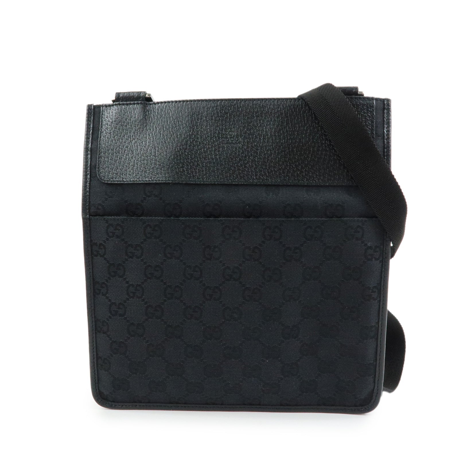 GUCCI GG Canvas Leather Shoulder Bag Crossbody Bag Black 27639