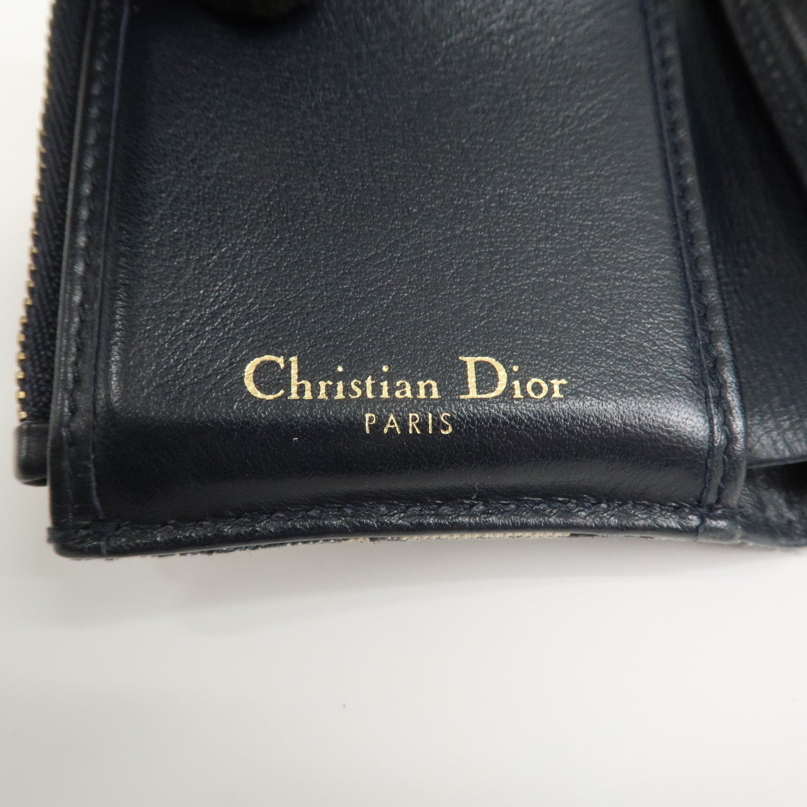 Christian Dior Trotter JacguardCanvas Leather Saddle Trifold Wallet