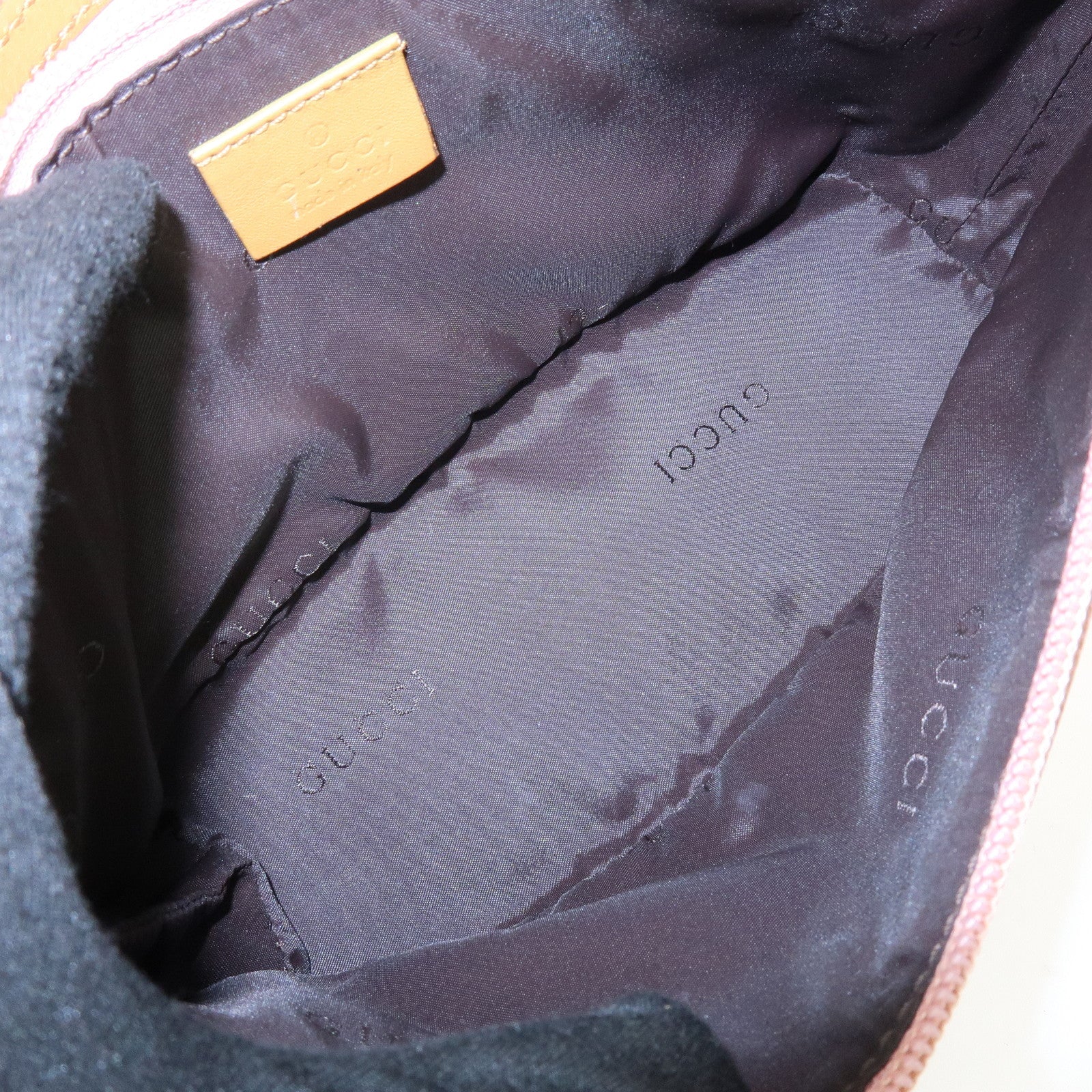 GUCCI Boat Bag Suede Leather Accessory Pouch Hand Bag Pink 039.1103