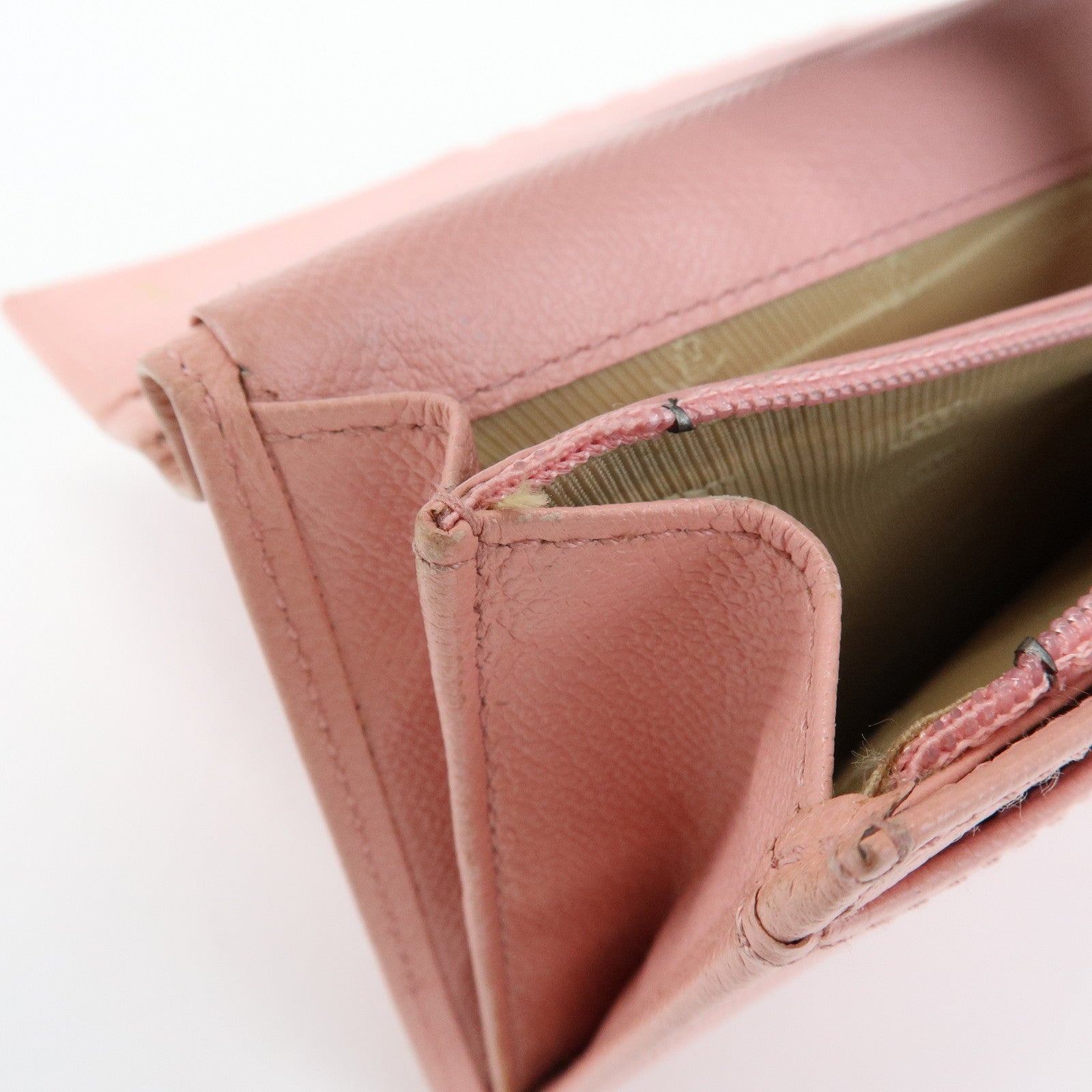 CHANEL COCO Mark Leather Bi-fold Long Wallet Pink