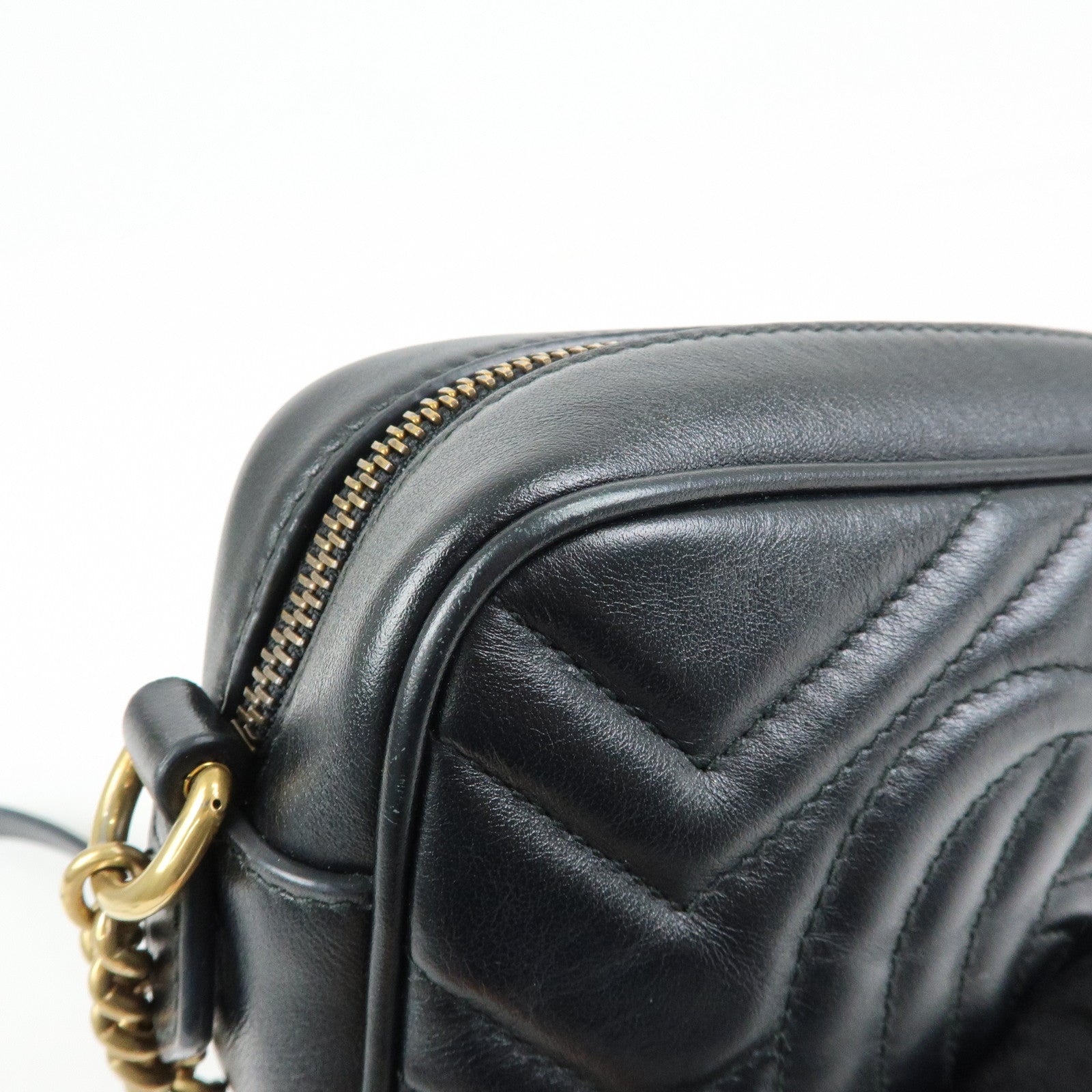 GUCCI GG Marmont Leather Shoulder Bag Crossbody Bag Black 448065