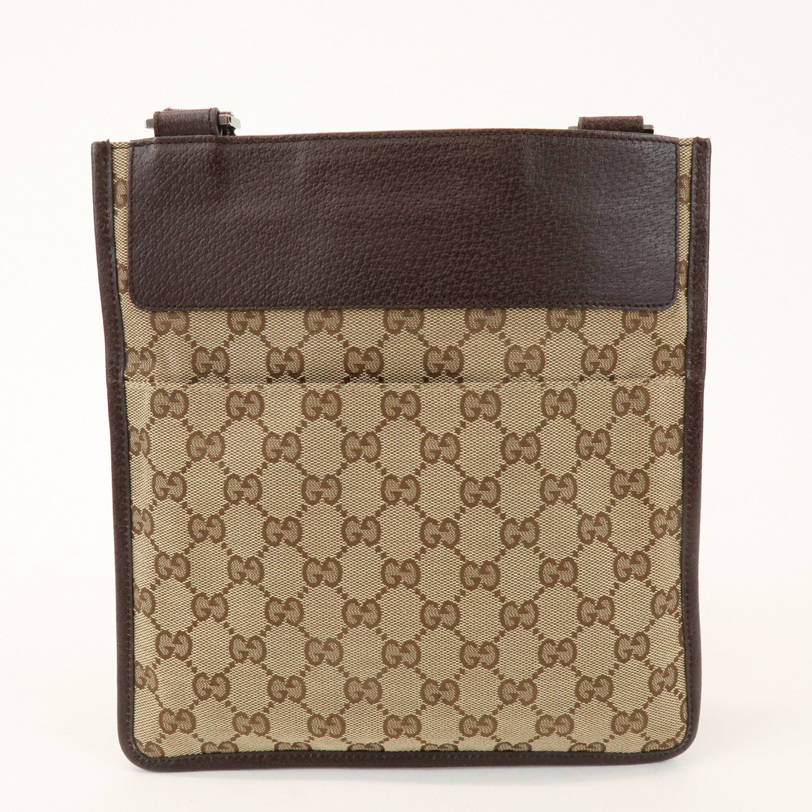 GUCCI GG Canvas Leather Shoulder Crossbody Bag Beige Brown 27639