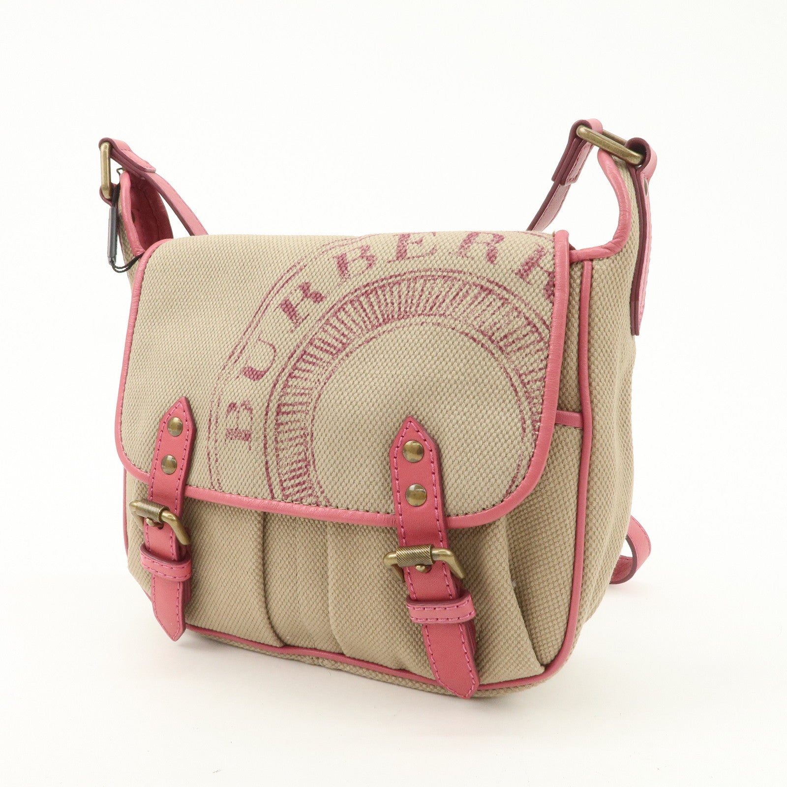 BURBERRY Children Canvas Leather Shoulder Bag Crossbody Bag Beige