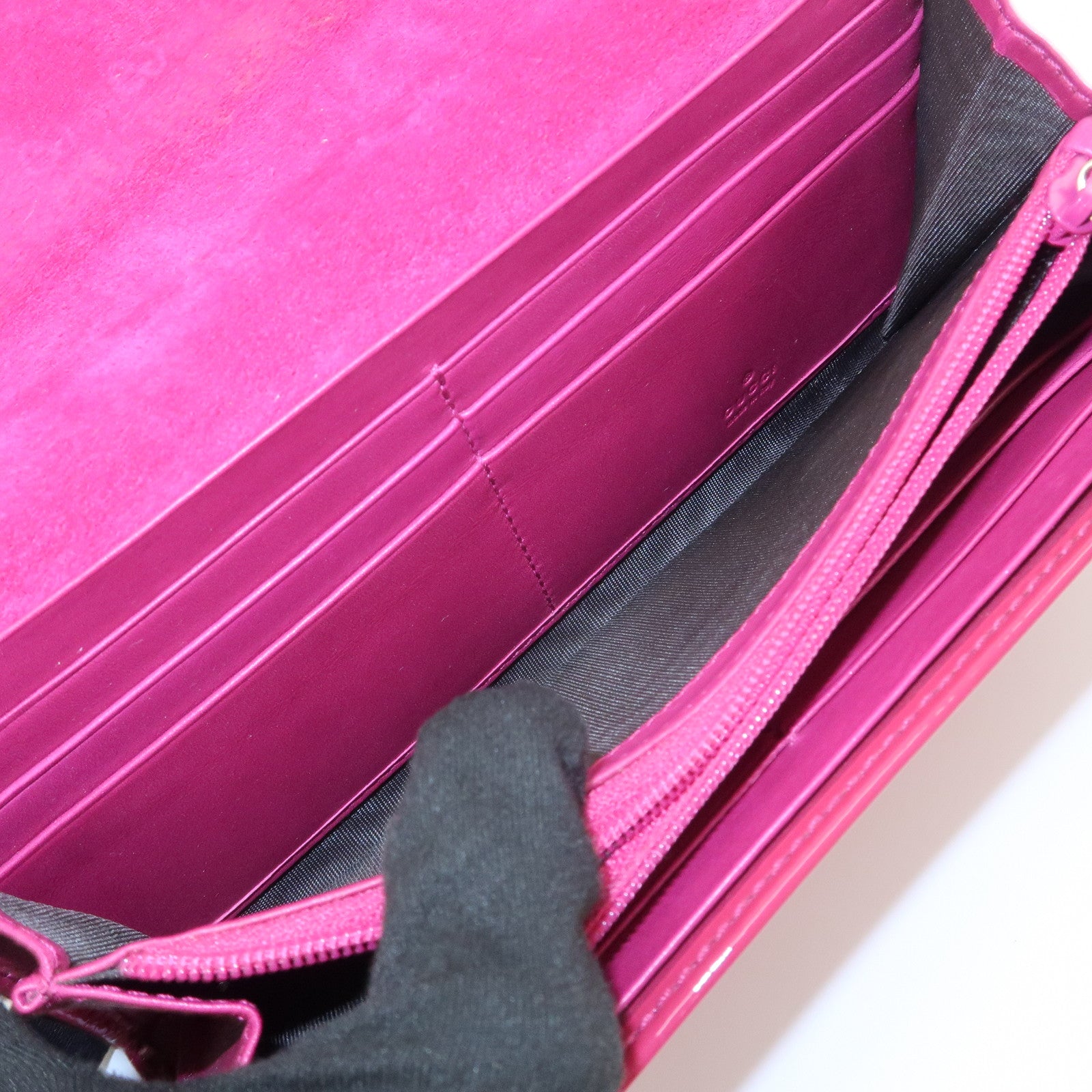 GUCCI Nice Micro Guccissima Patent Leather Long Wallet Pink 309760