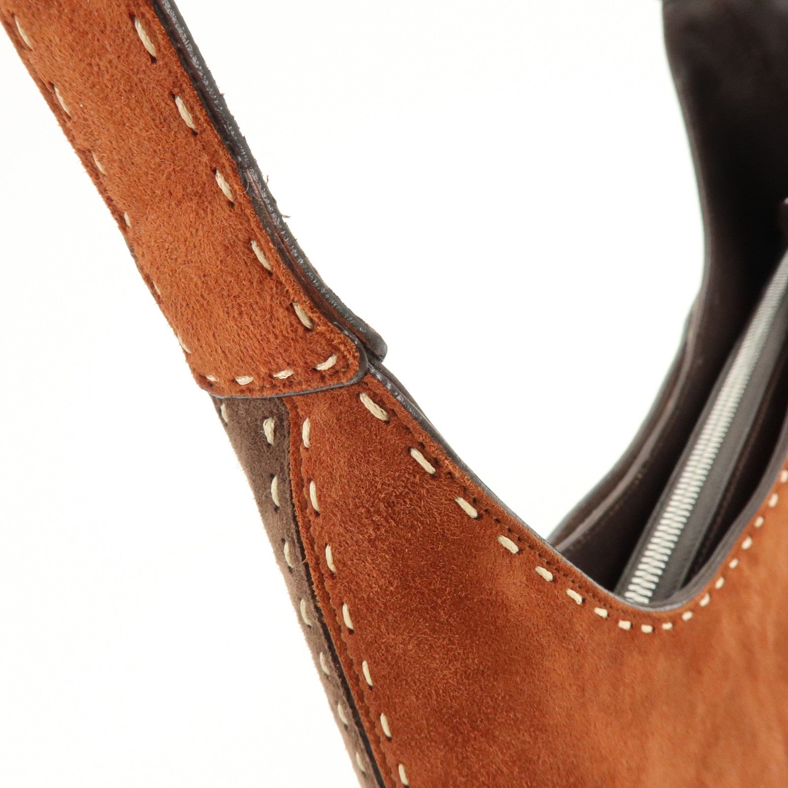 Ferragamo Gancini Suede Shoulder Bag Hand Bag Brown