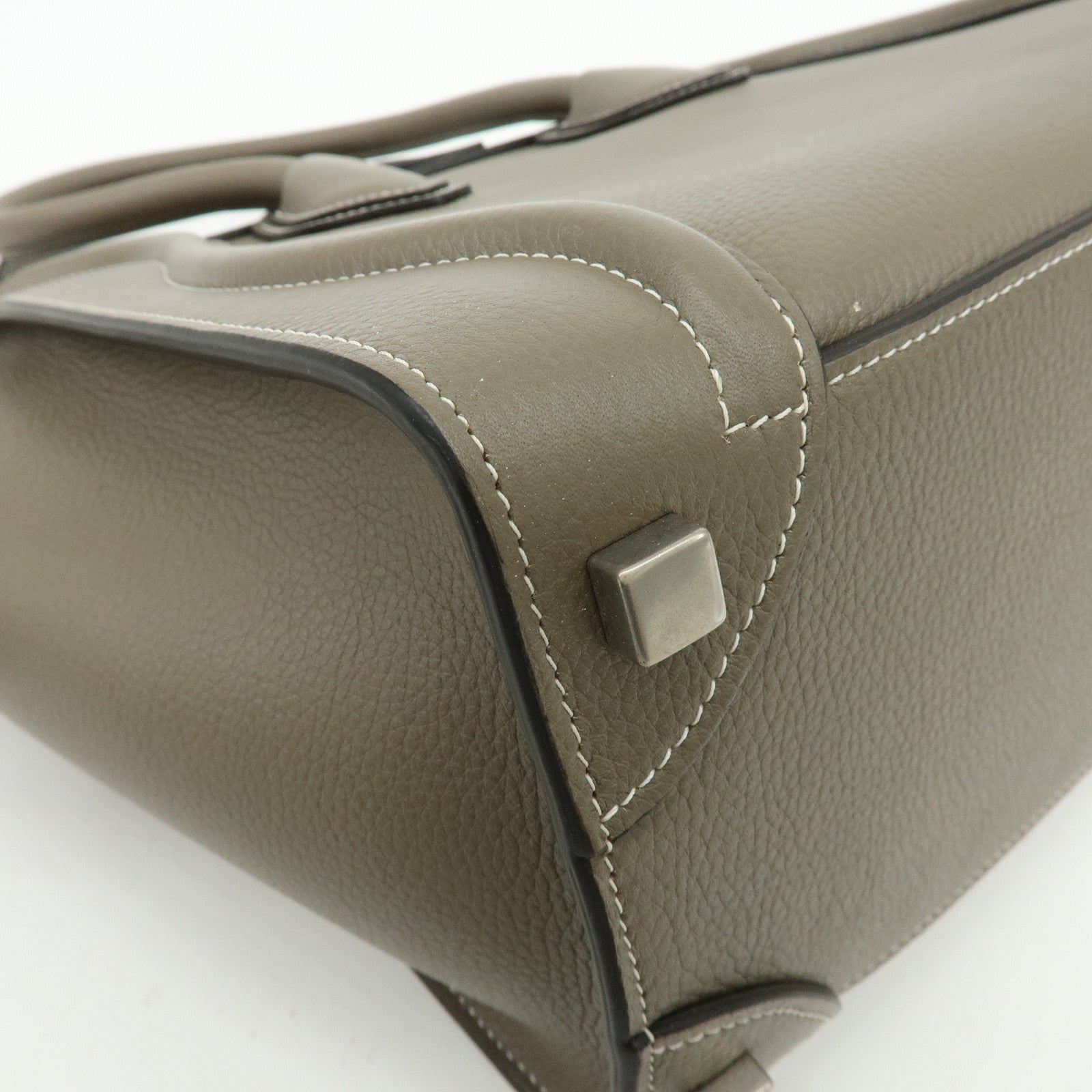 CELINE Luggage Micro Shopper Leather Hand Bag Tote Bag Gray