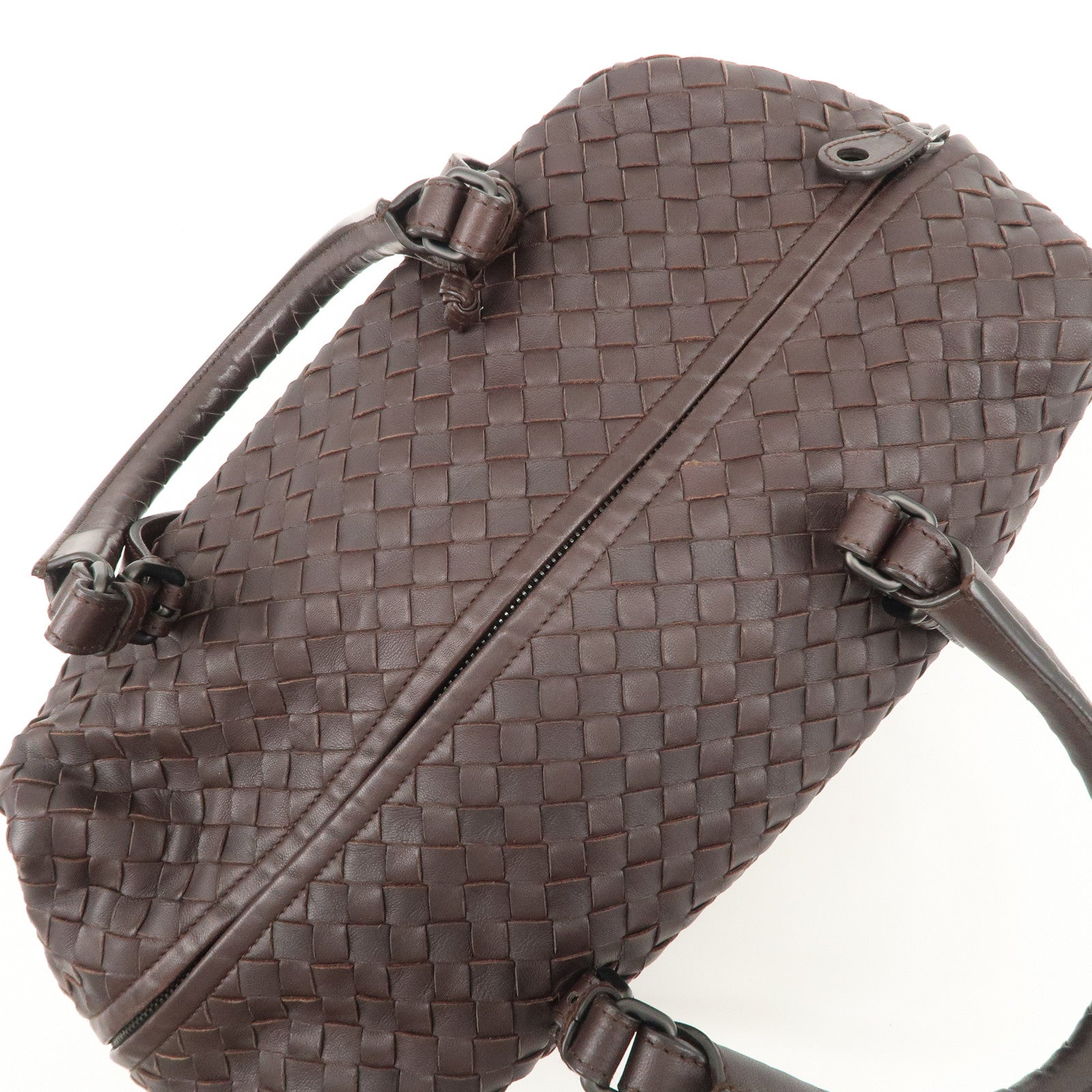 BOTTEGA VENETA Intrecciato Montaigne Leather Boston Bag Brown 173398 Used