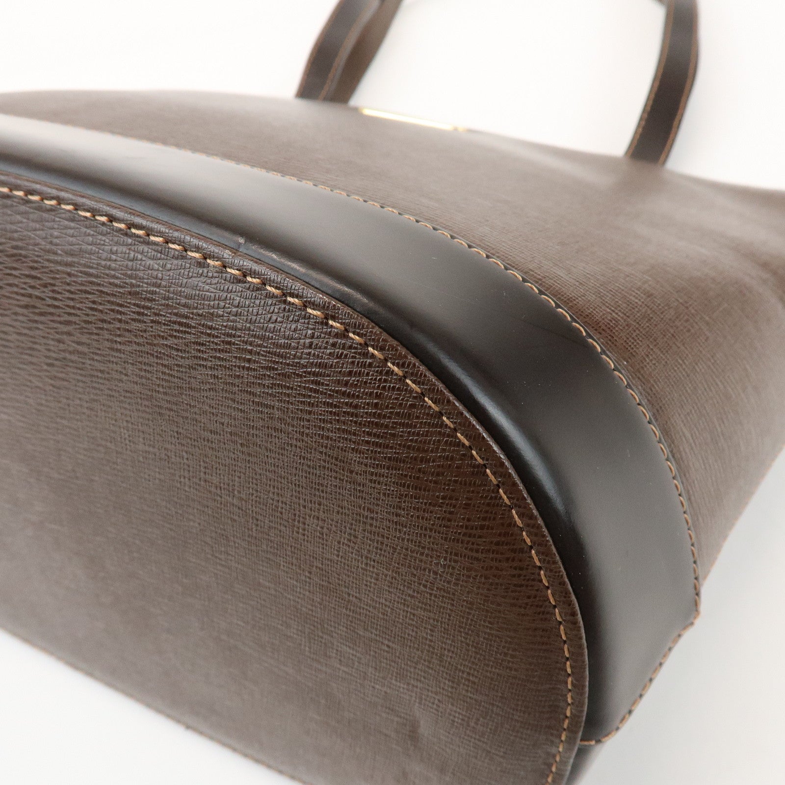 BURBERRY Logo Leather Tote Bag Shoulder Bag Brown