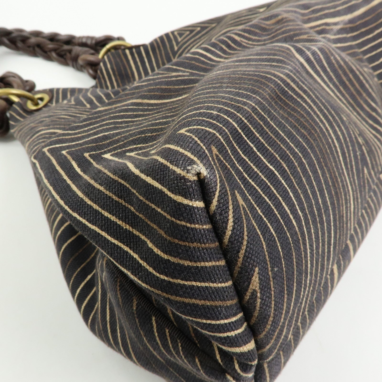 BOTTEGA VENETA Canvas Leather Tote Bag Hand Bag Brown