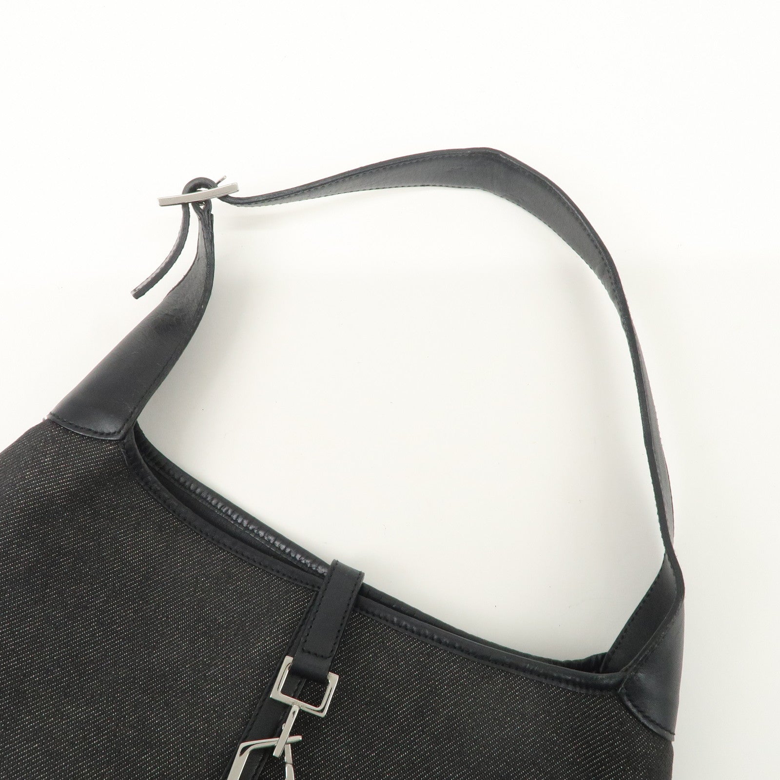 GUCCI Kandensky Denim Leather Shoulder Bag Hand Bag Black 28628