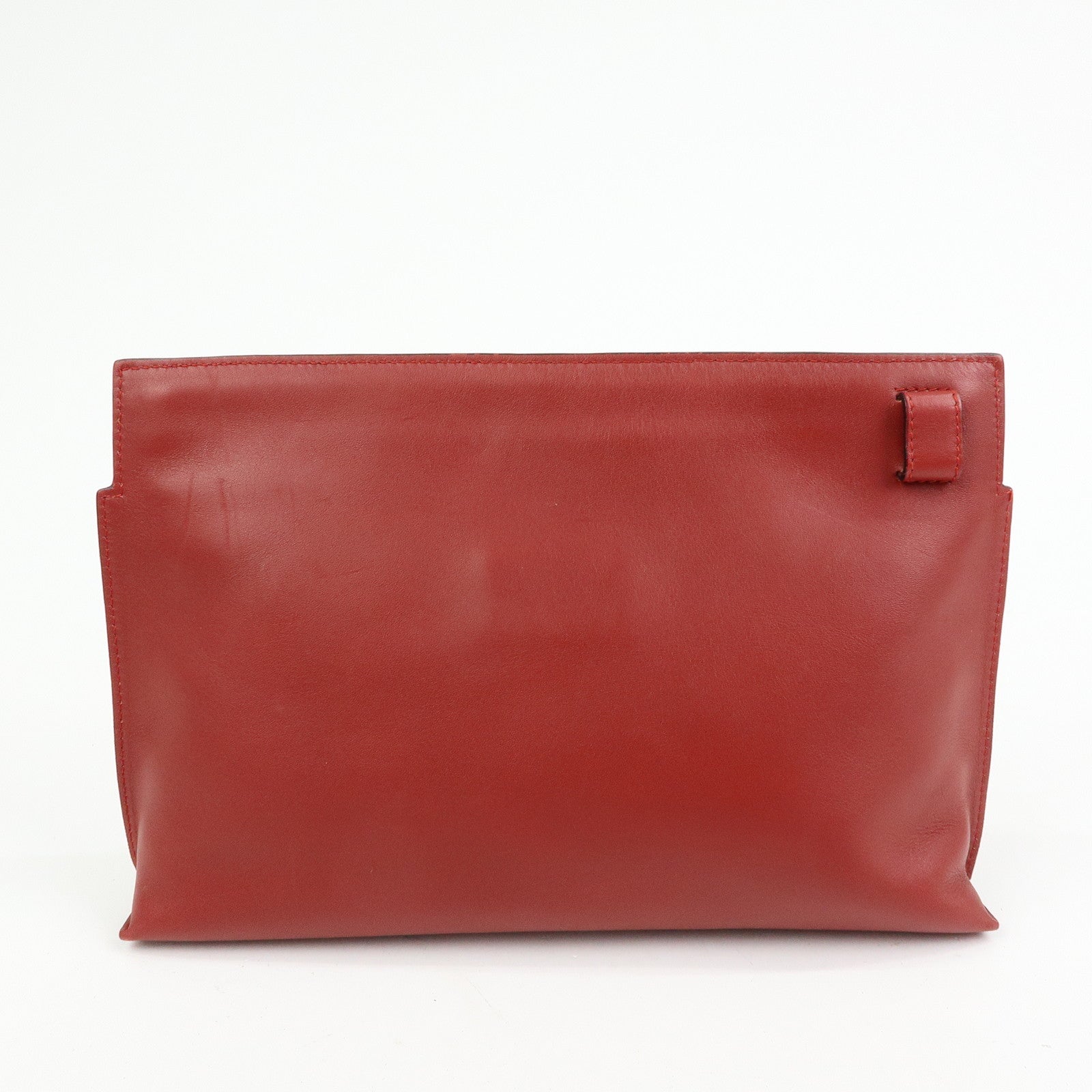 LOEWE Anagram Leather Pouch Clutch Bag Bordeaux Red