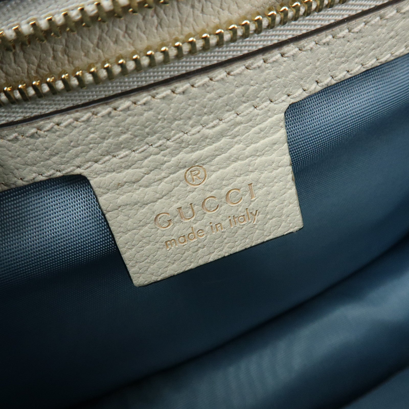 GUCCI Sylvie Sherry Leather Shoulder Bag Ivory Bee & Star 524405