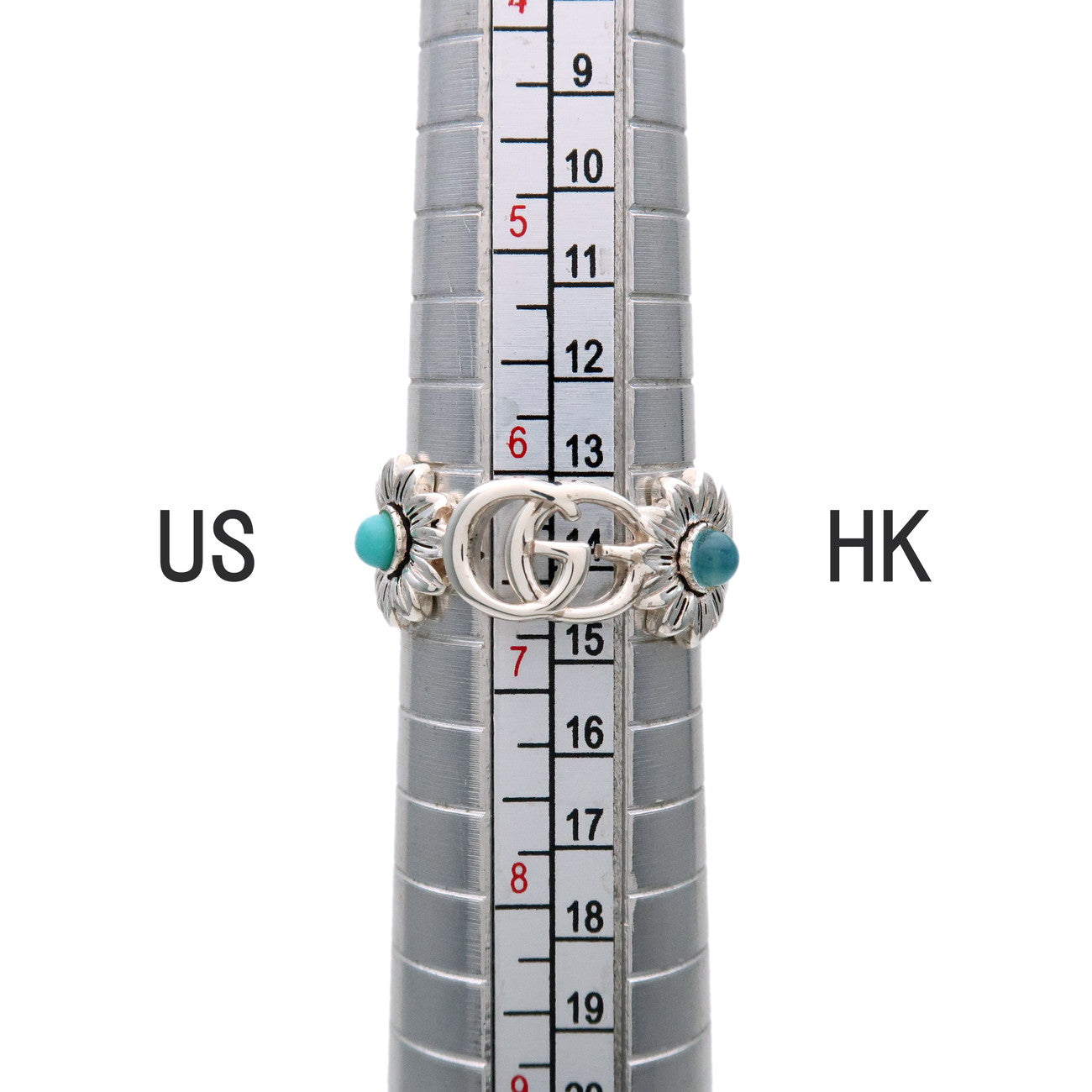 GUCCI Double G Mother of Pearl Ring SV925 Pearl Blue Topaz 527394