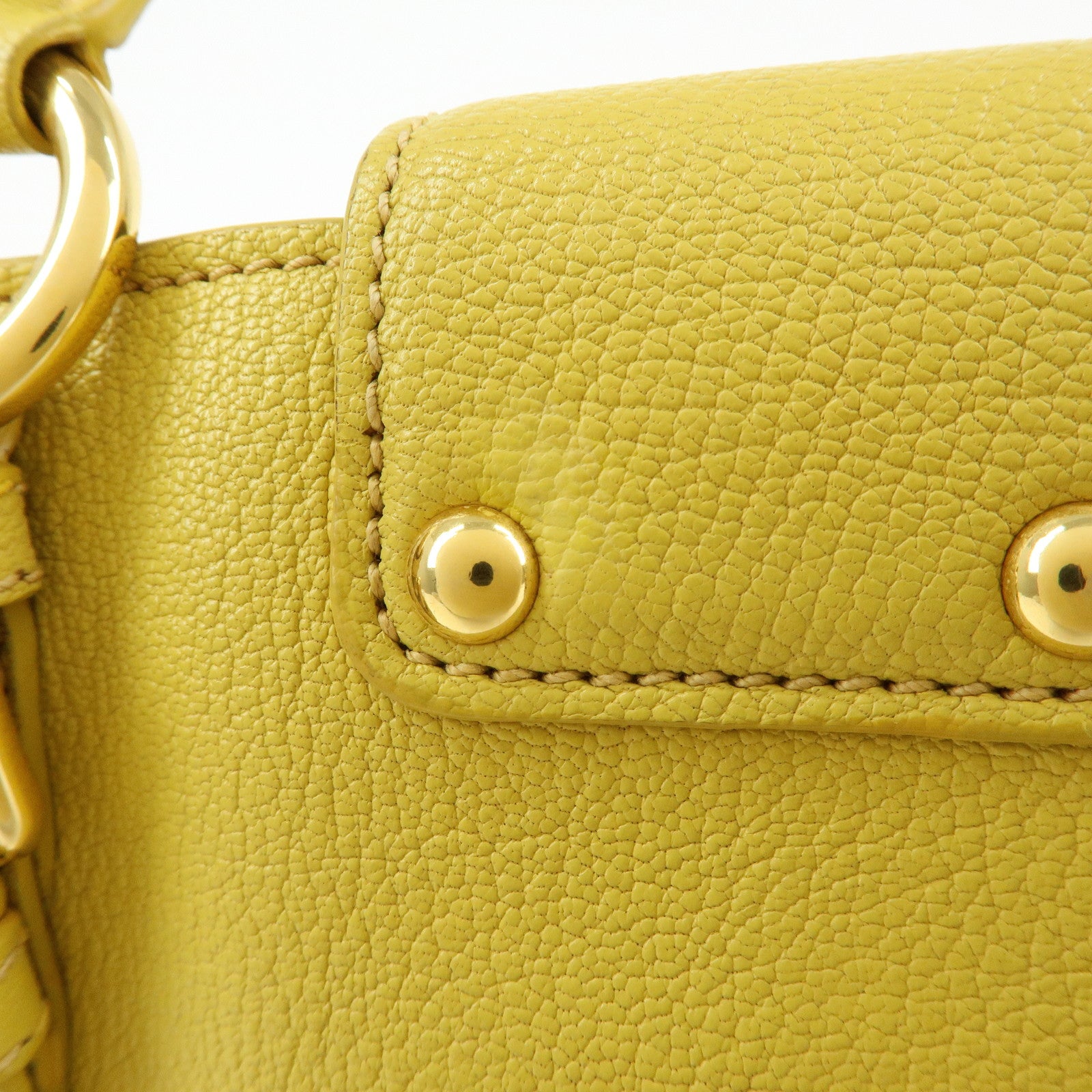 MIU MIU MADRAS Leather 2Way Bag Hand Bag Yellow RN0799