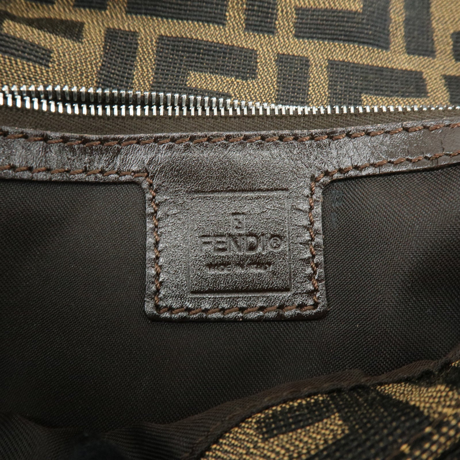 FENDI Mamma Baguette Jacquard Canvas Leather Hand Bag 17132642