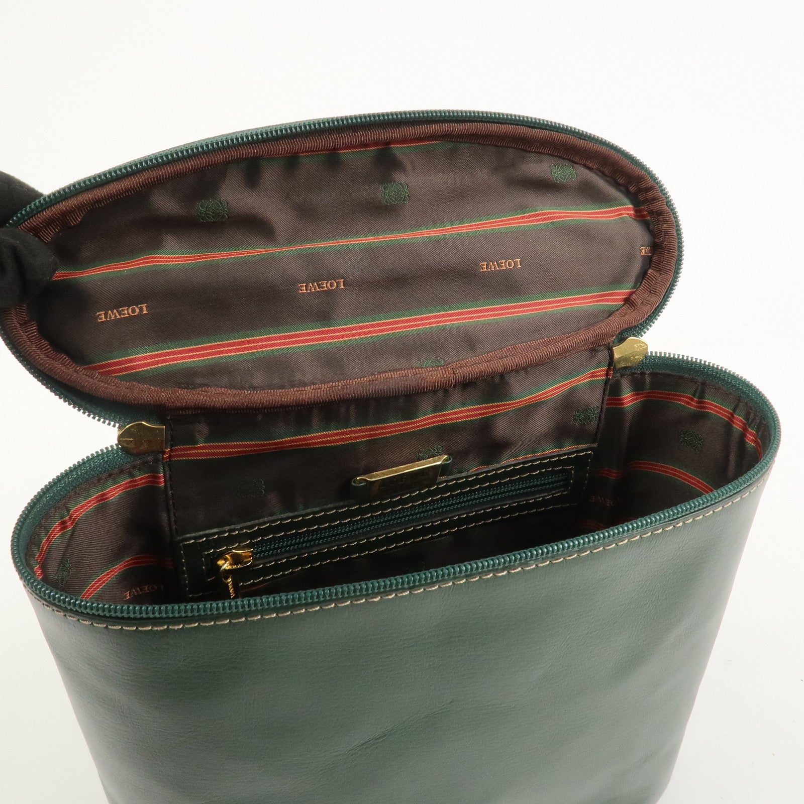 LOEWE Velazquez Calf Leather Hand Bag Vanity Bag Green