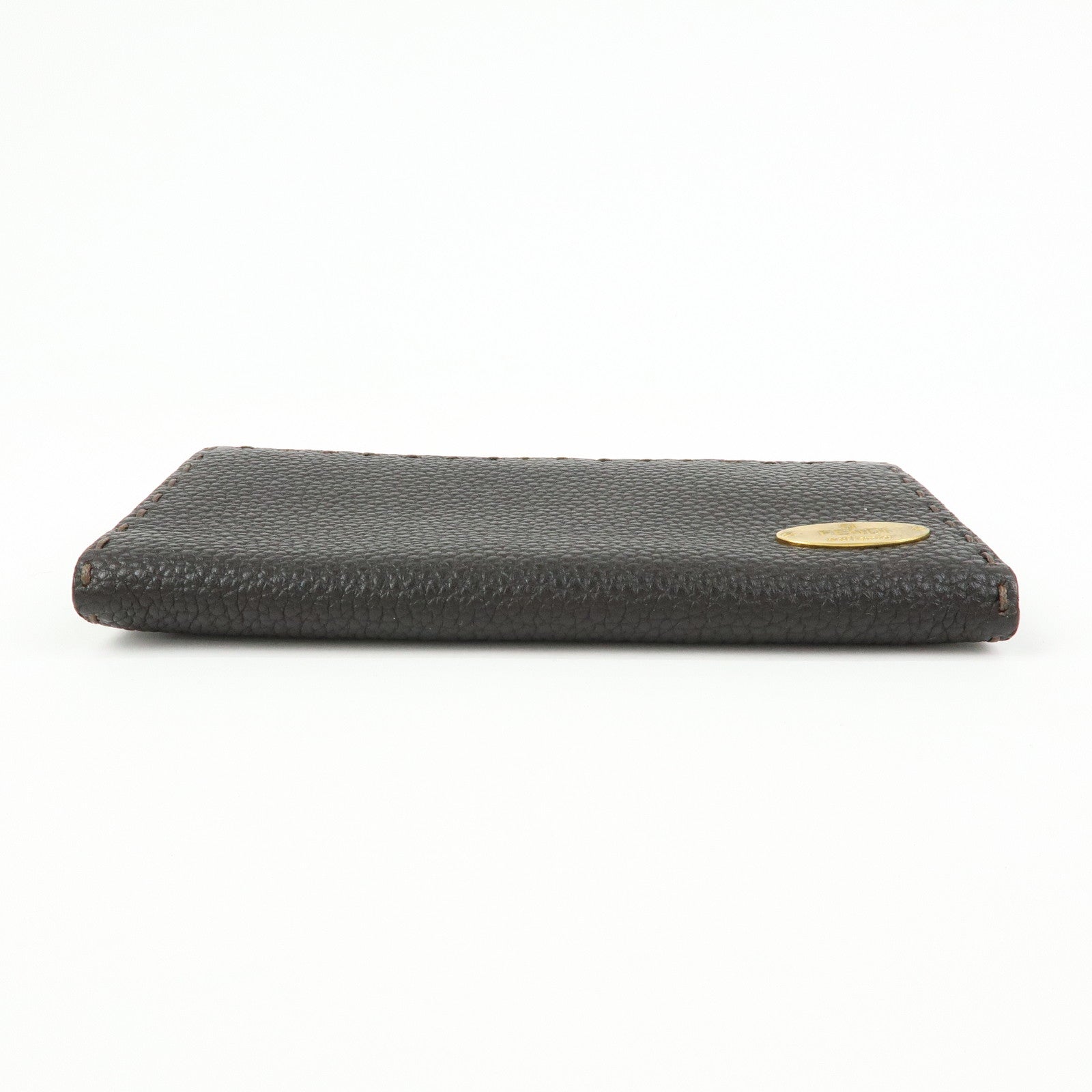FENDI Selleria Leather Long Flap Wallet Dark Brown 8M0144