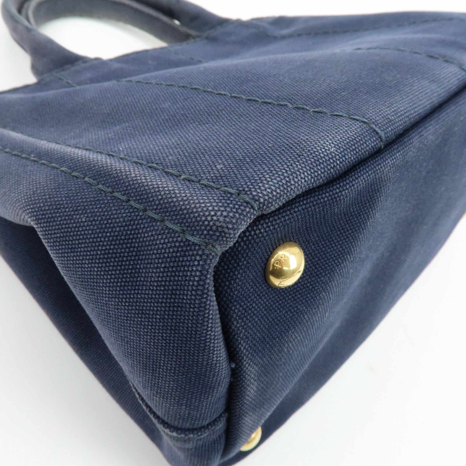 PRADA Canapa Mini Canvas 2Way Bag Hand Bag Navy 1BG439
