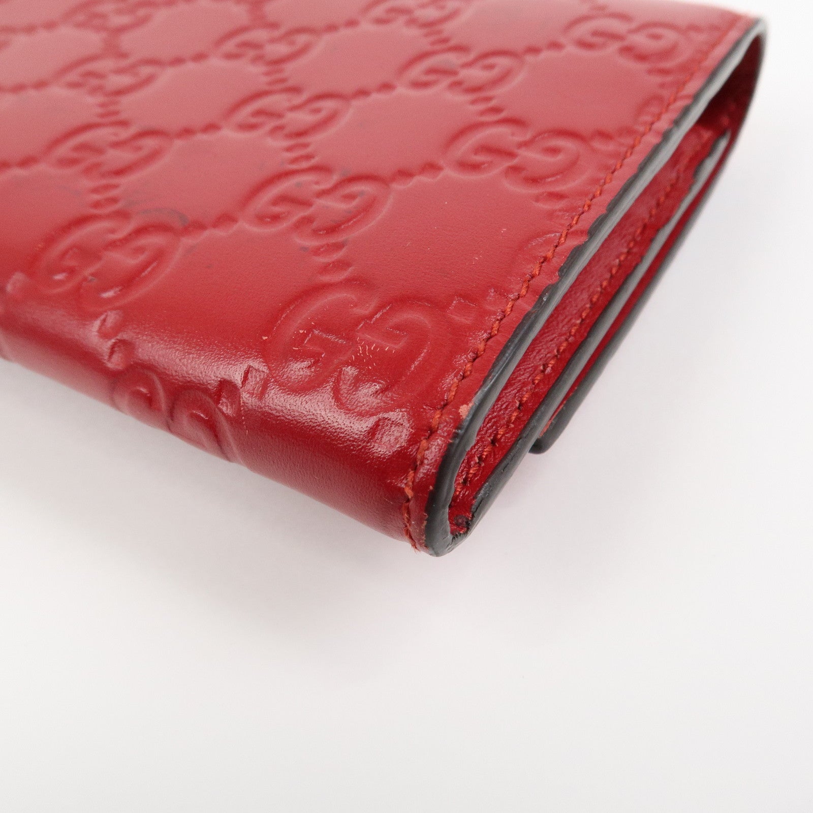 GUCCI Guccissima Interlocking G Flap Long Wallet Red 388679