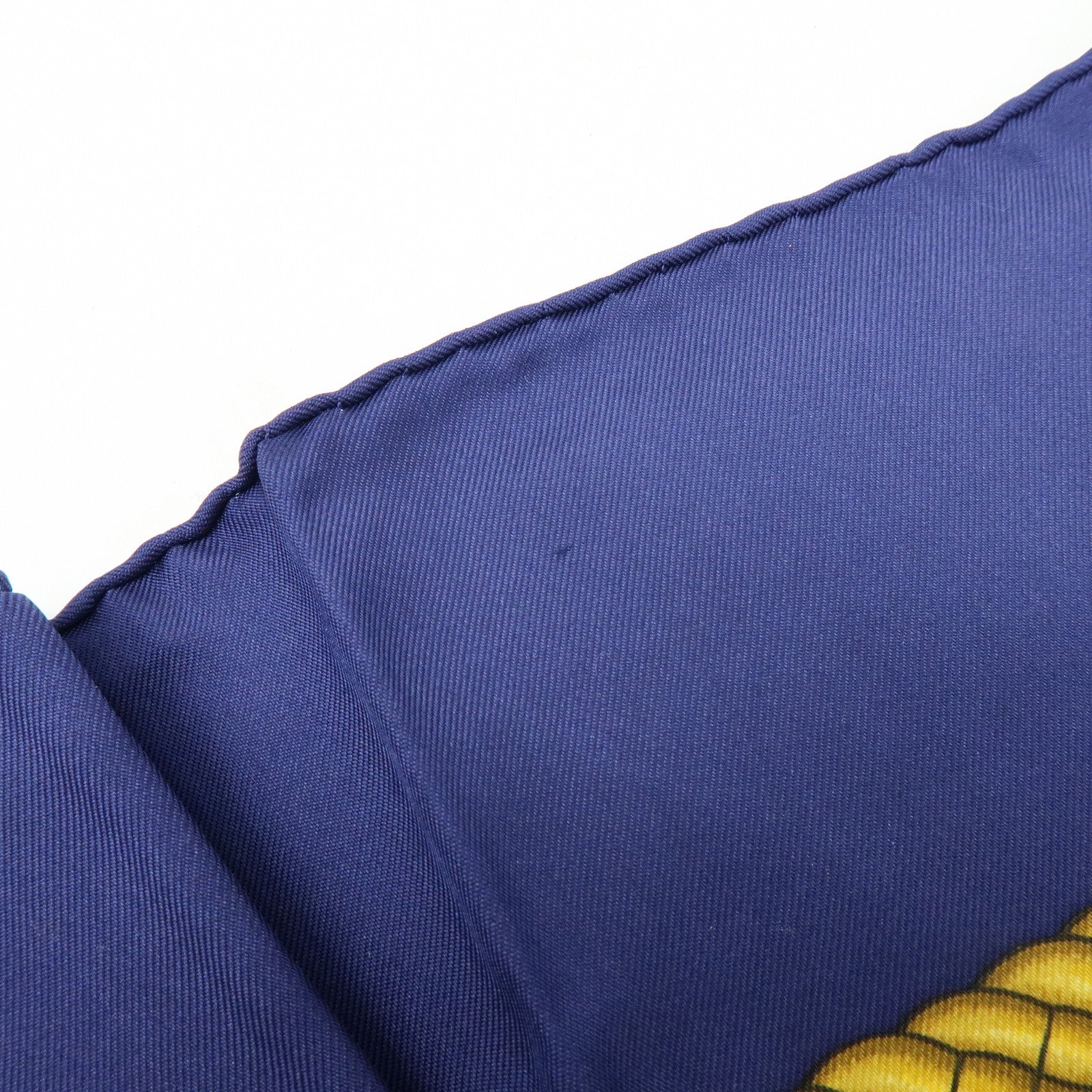 HERMES Carre 90 Silk 100% LES TAMBOURS Scarf Navy Gold