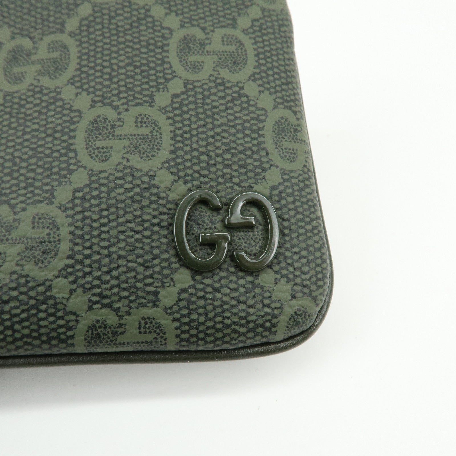 GUCCI Trim GG Supreme PVC Coin Case Card Case Khaki