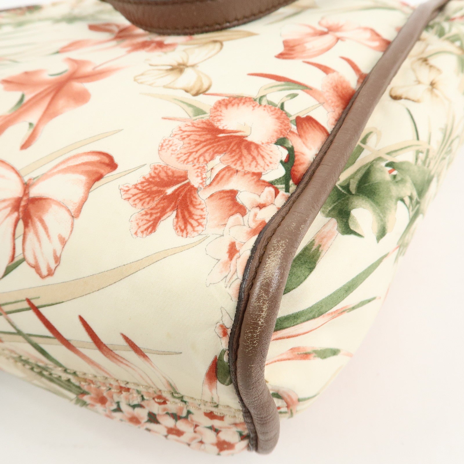 Ferragamo Gancini Leather Nylon Tote Bag Ivory Multicolor