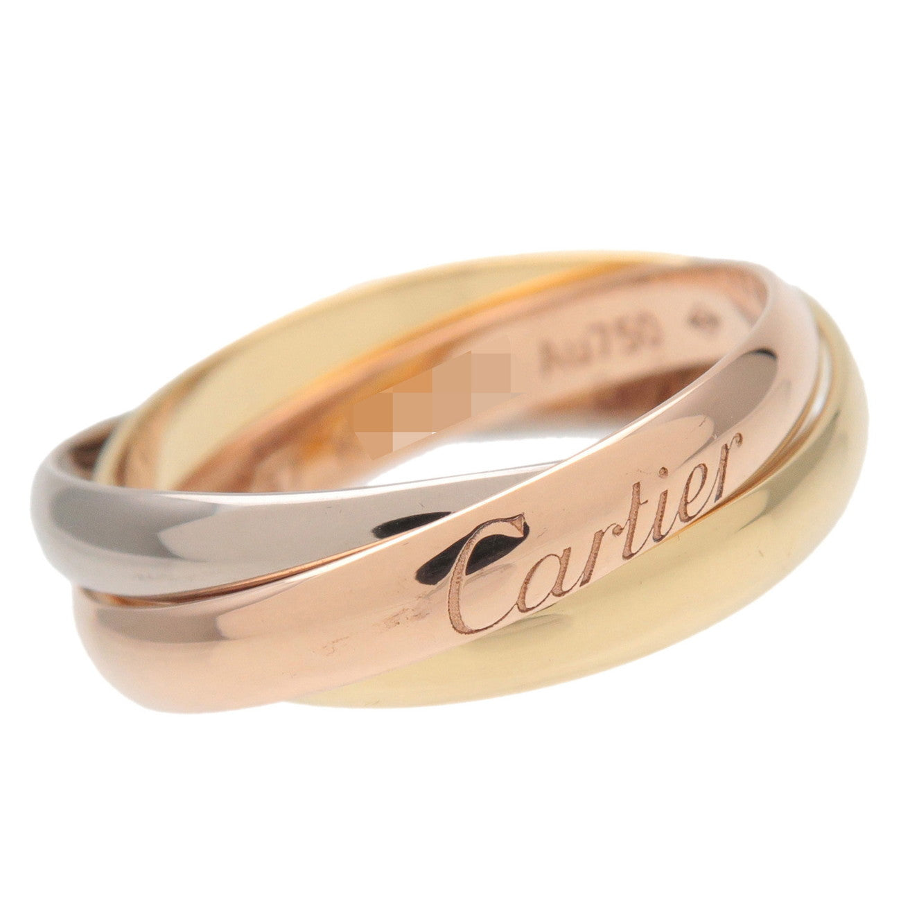 Cartier Trinity Ring 750YG/WG/PG Classic Model SM #47 US4.5