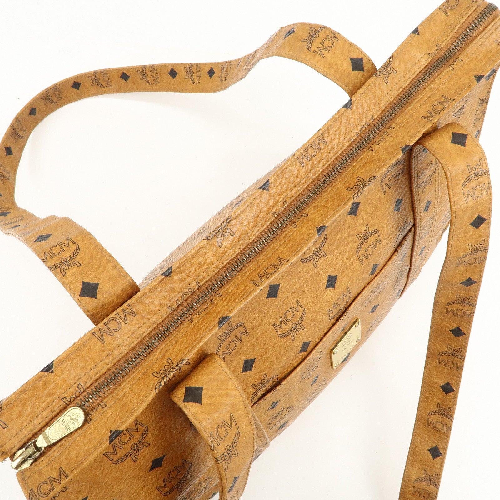 MCM Visetos Leather Shoulder Bag Tote Bag Brown