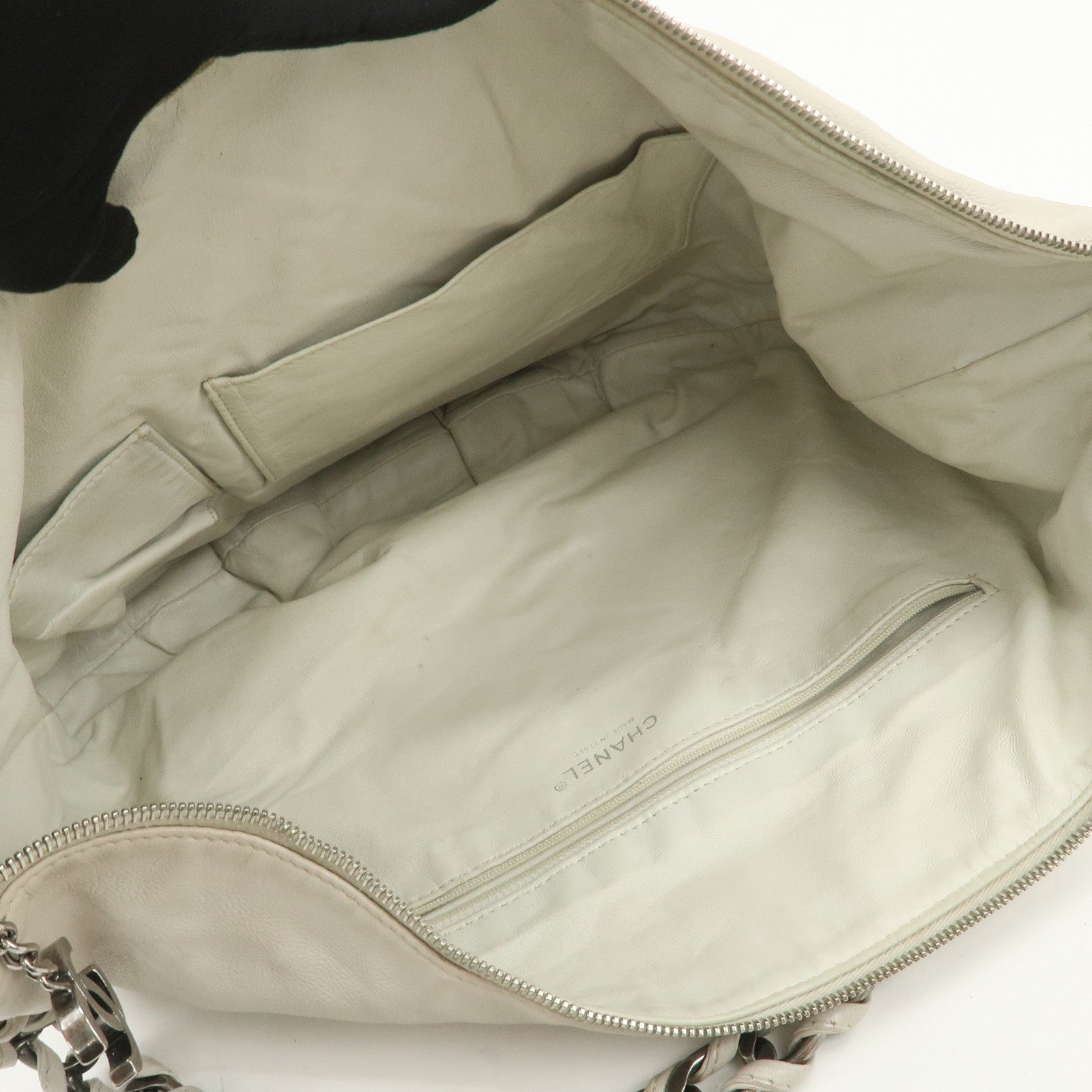 CHANEL COCO Mark Caviarskin Chain Tote Bag Shoulder Bag Ivory