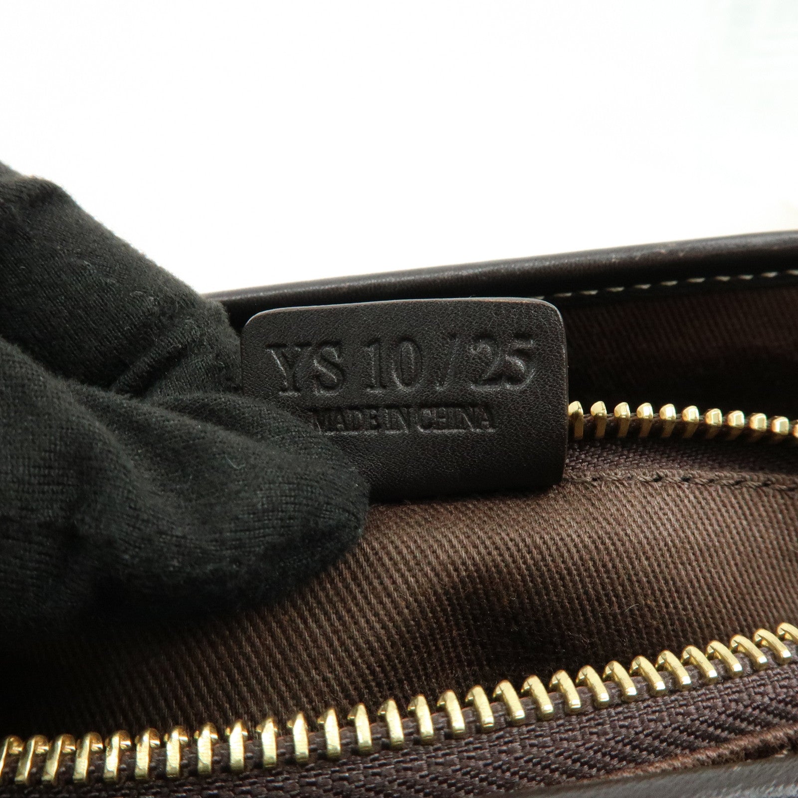 CELINE Macadam Canvas Leather Hand Bag Brown Beige