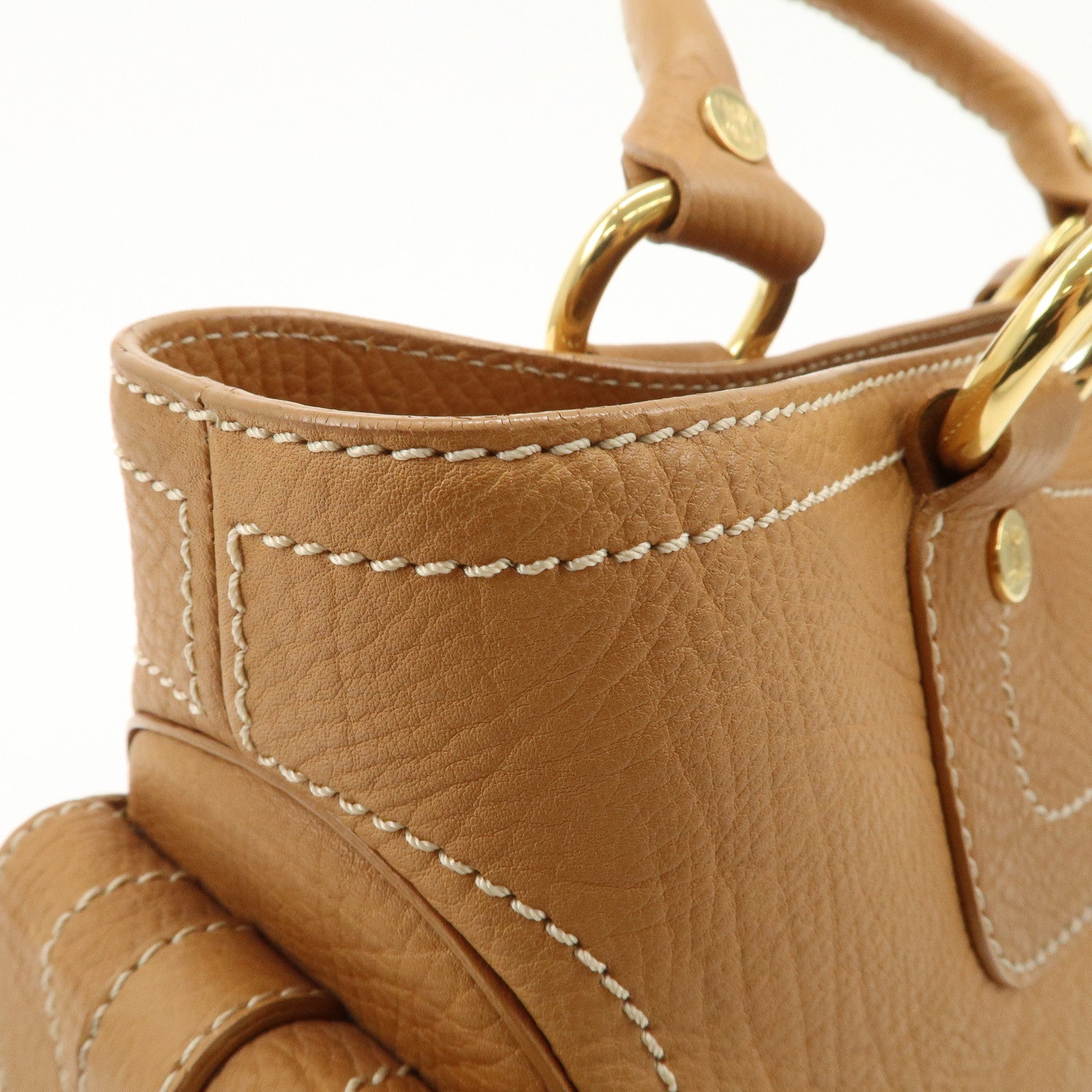 CELINE Leather Boogie Bag Hand Bag Tote Bag Camel