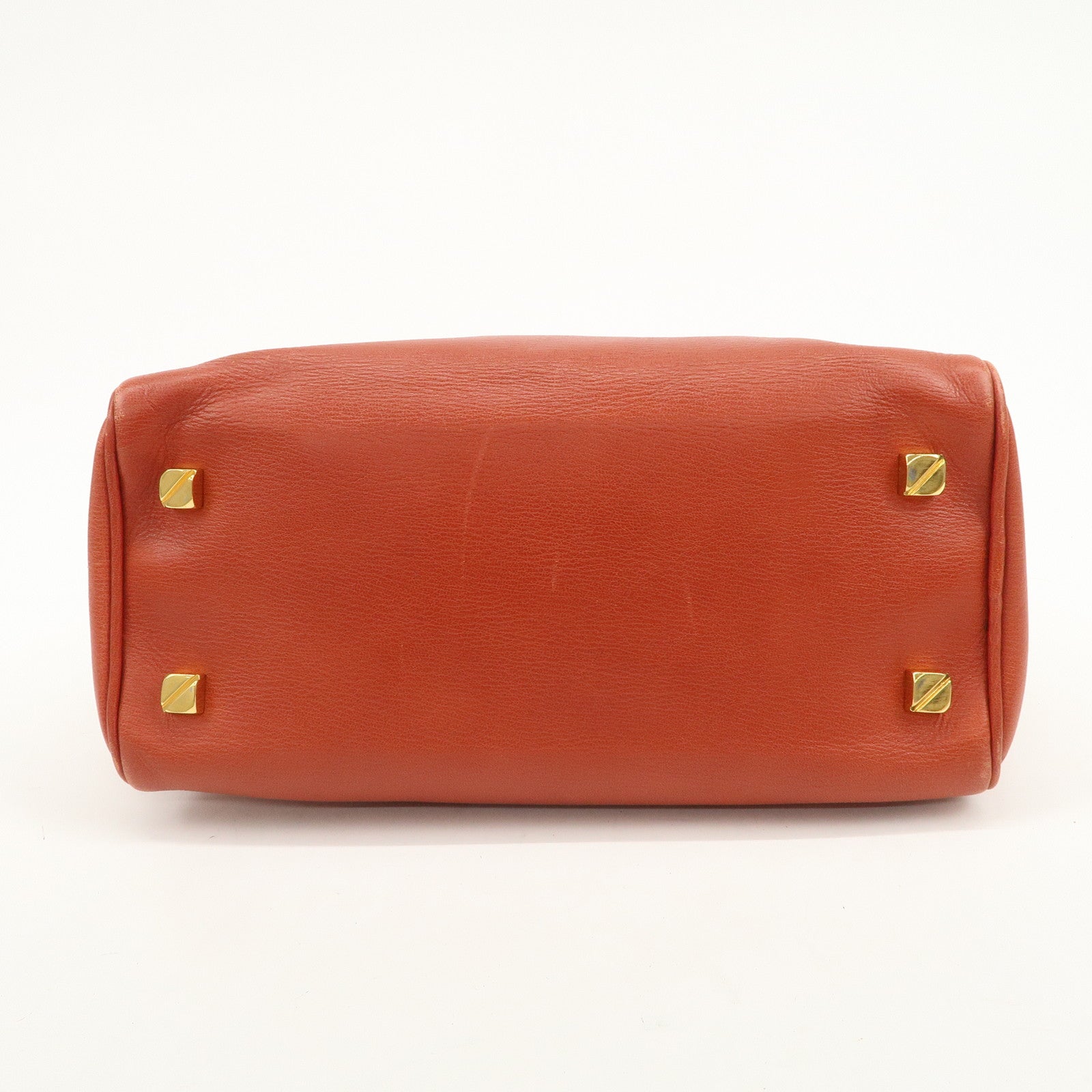 LOEWE Velazquez Leather Hand Bag Boston Bag Orange