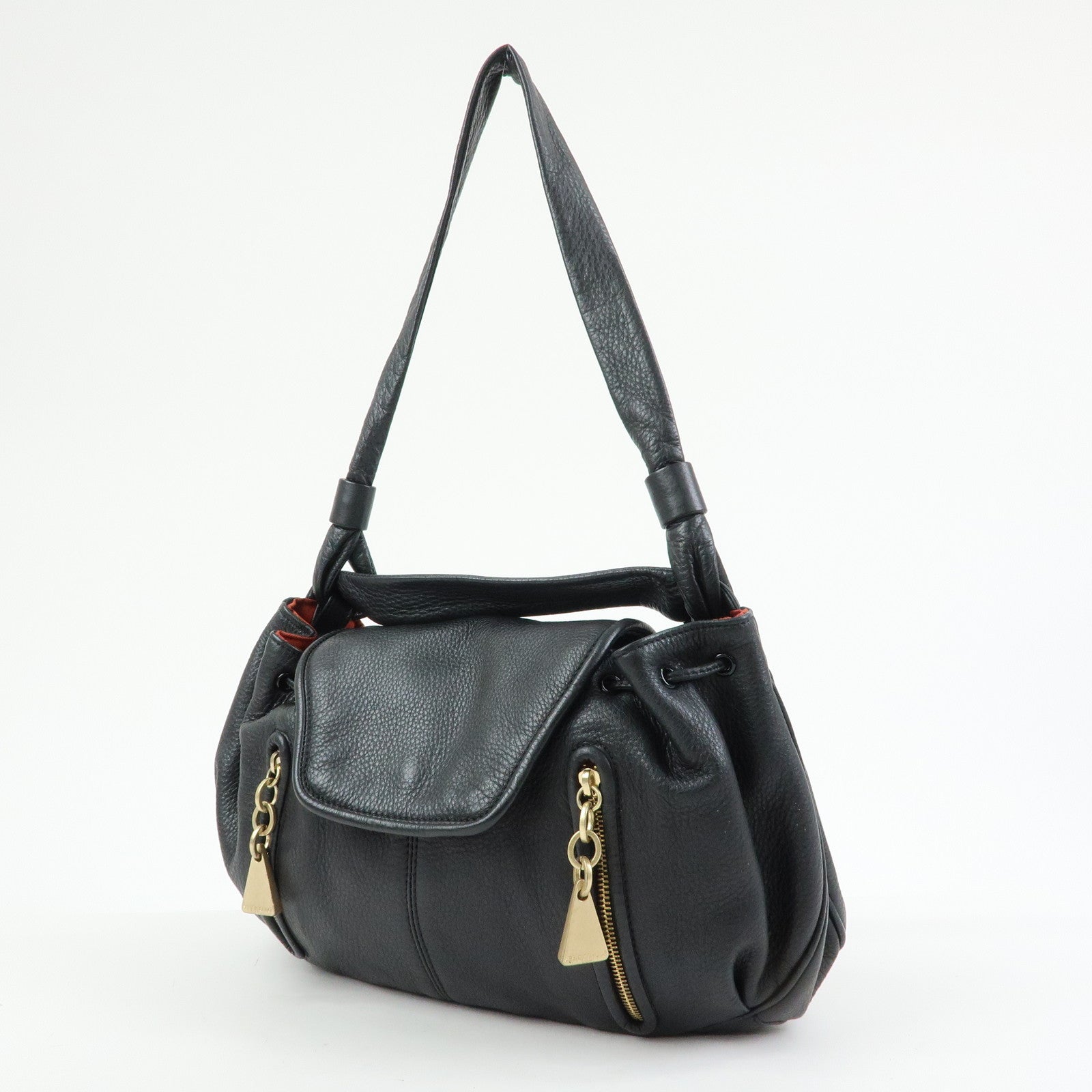 Chloe See By Chloe Leather Shoulder Bag Tassel Charm Black