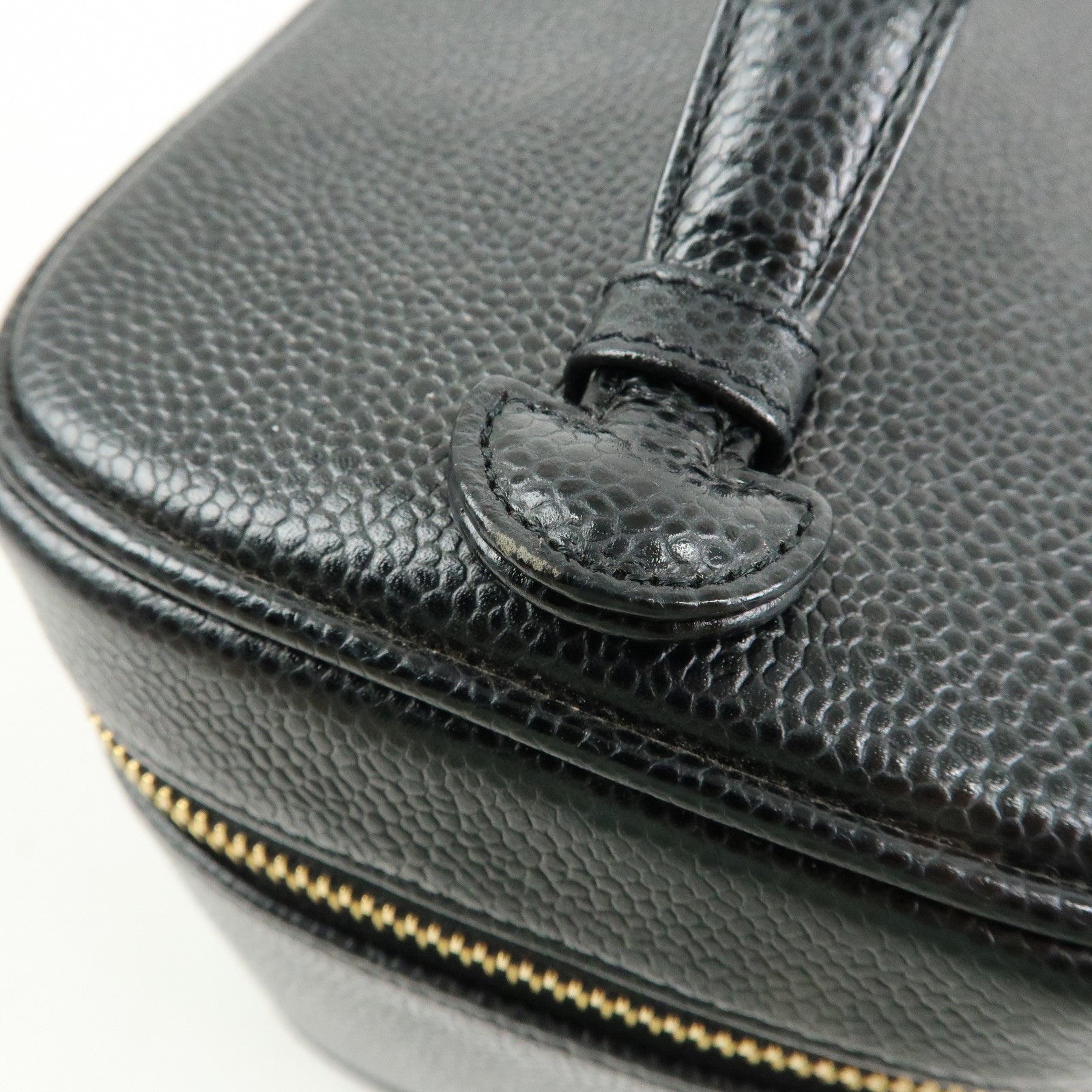 CHANEL COCO Mark Caviarskin Vanity Bag Hand Bag Black A01998