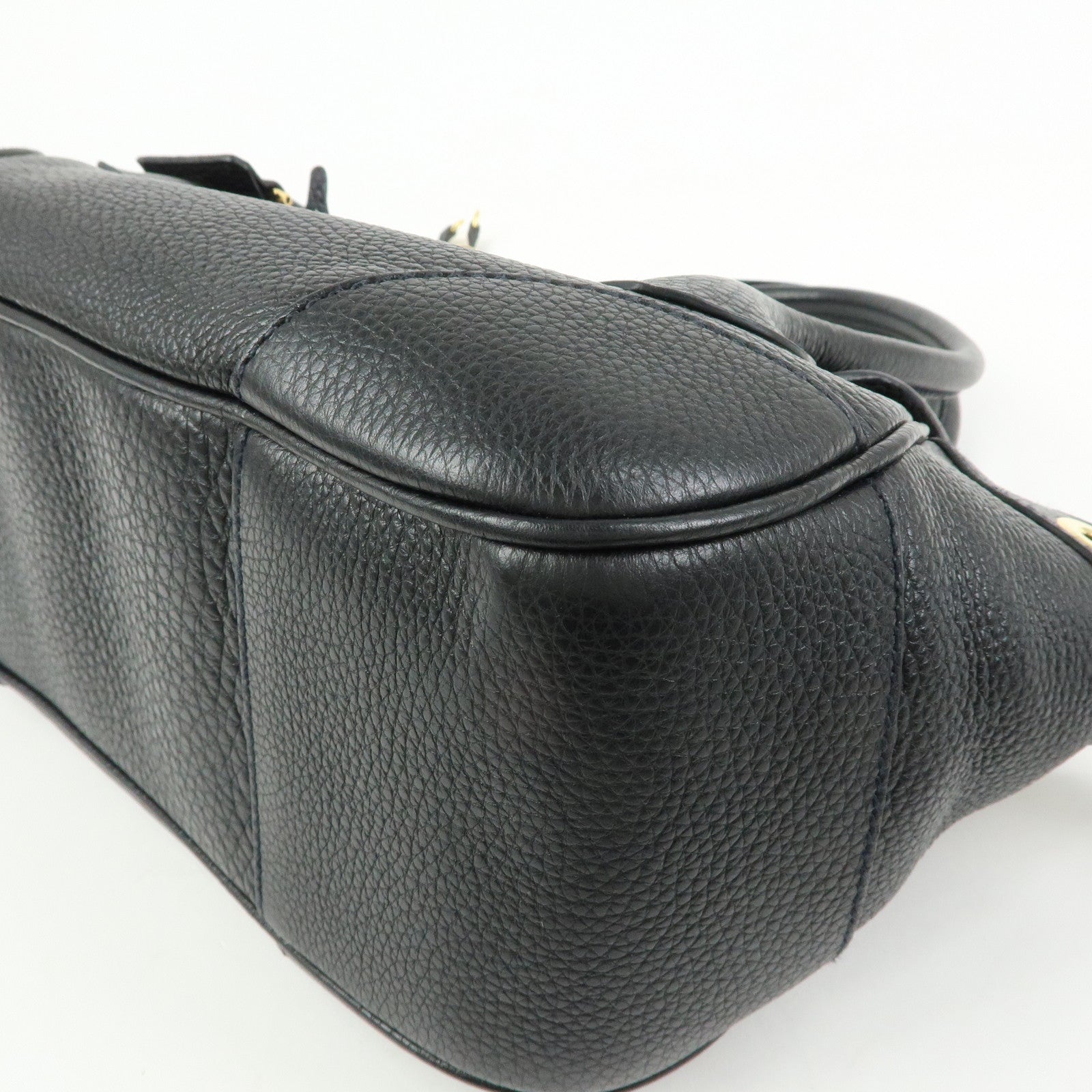 PRADA Vitello Daino Leather Hand Bag Shoulder Bag Black BR3207