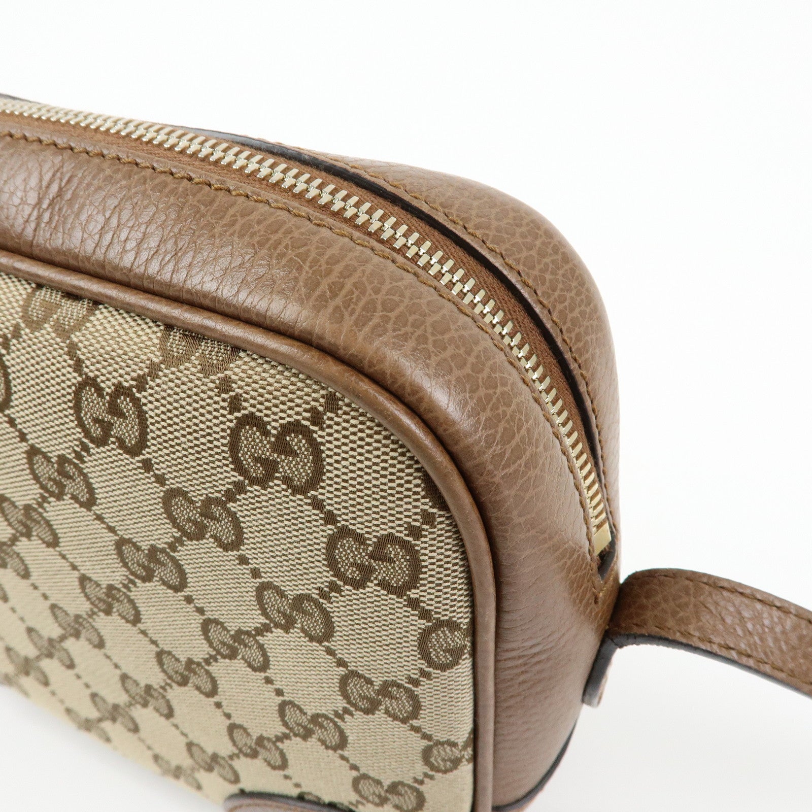 GUCCI Interlocking G Canvas Leather Shoulder Crossbody Bag 449413