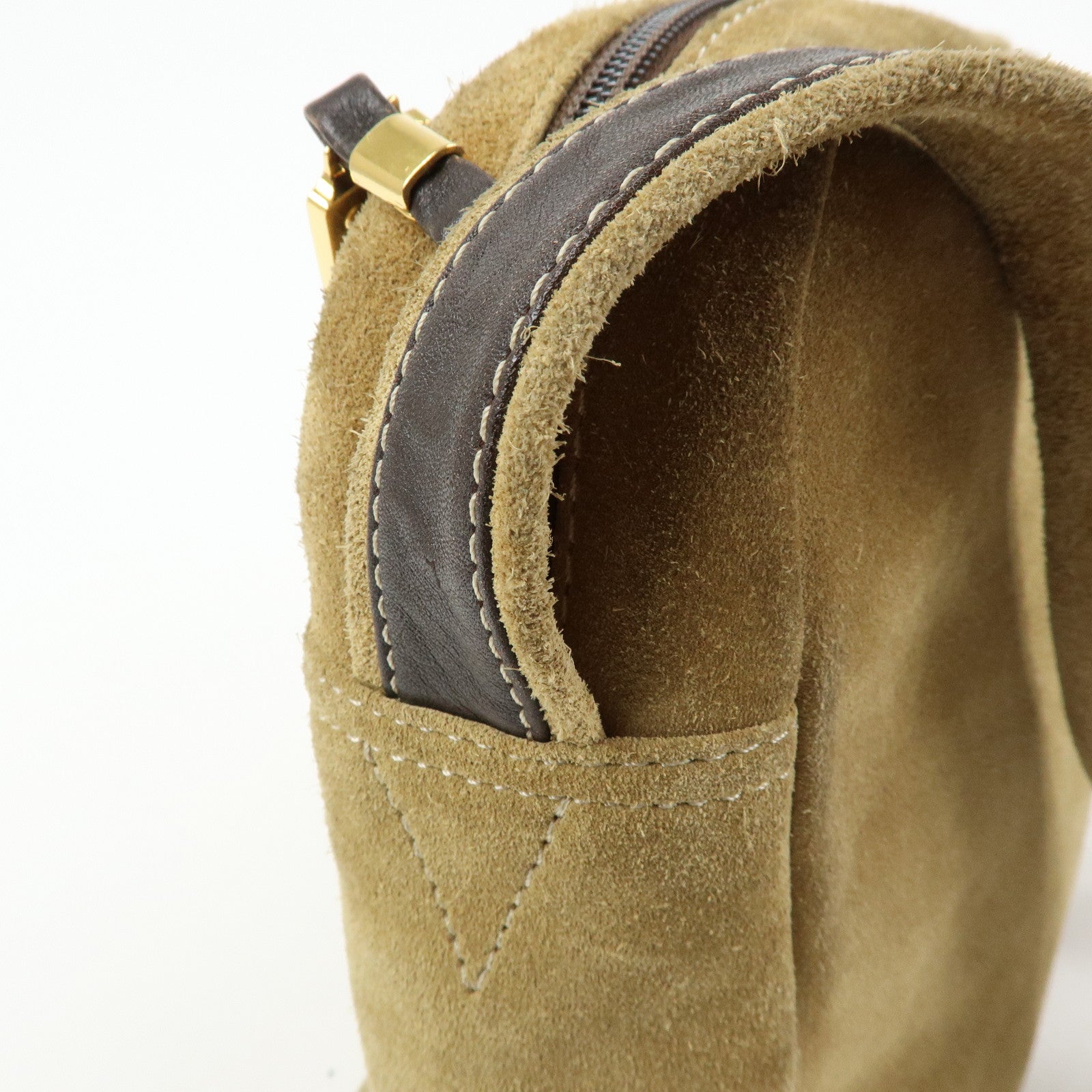 LOEWE Anagram Suede Leather Shoulder Bag Crossbody Bag Beige
