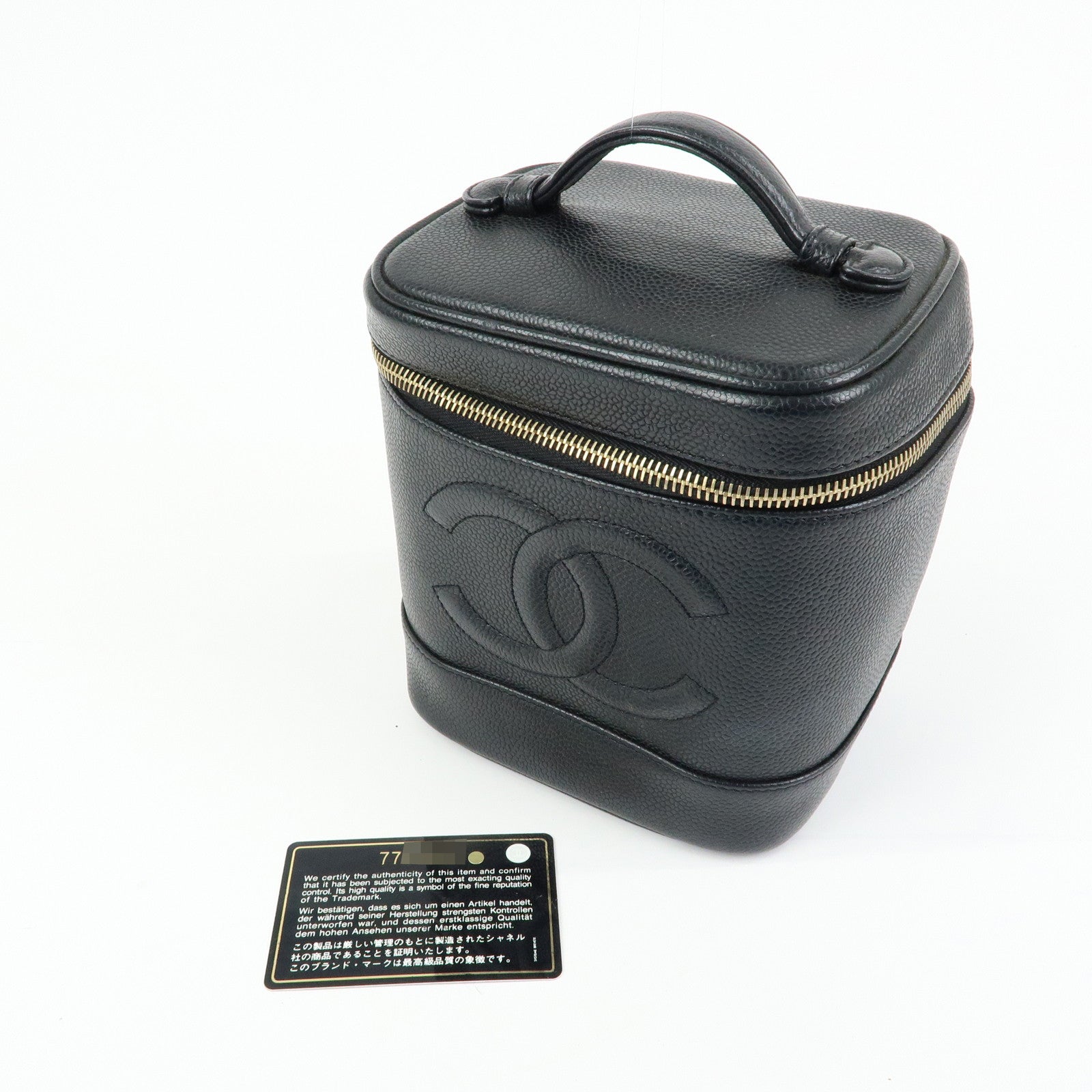 CHANEL COCO Mark Caviarskin Vanity Bag Hand Bag Black A01998