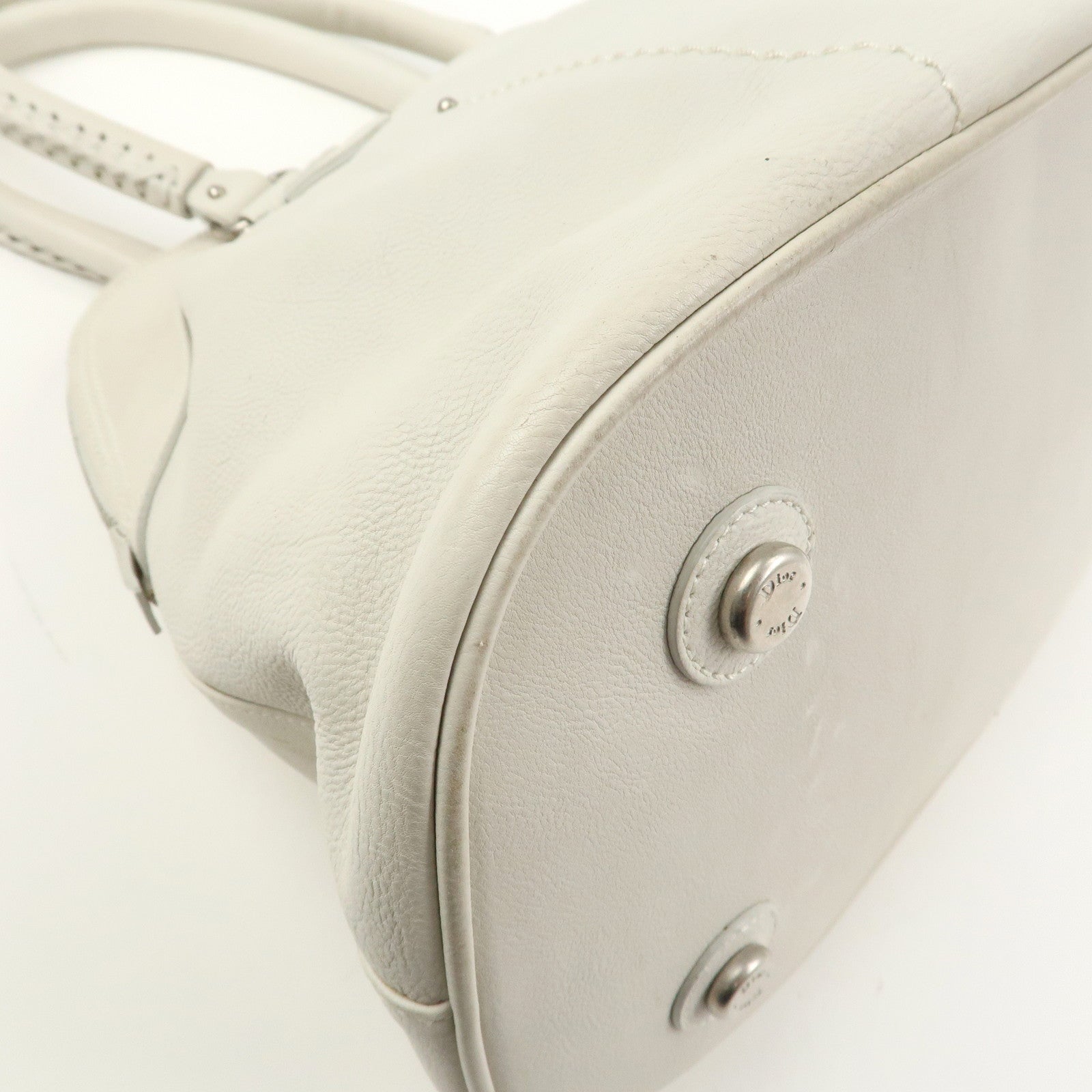 Christian Dior Leather Shoulder Bag Hand Bag White 10-RU-0037