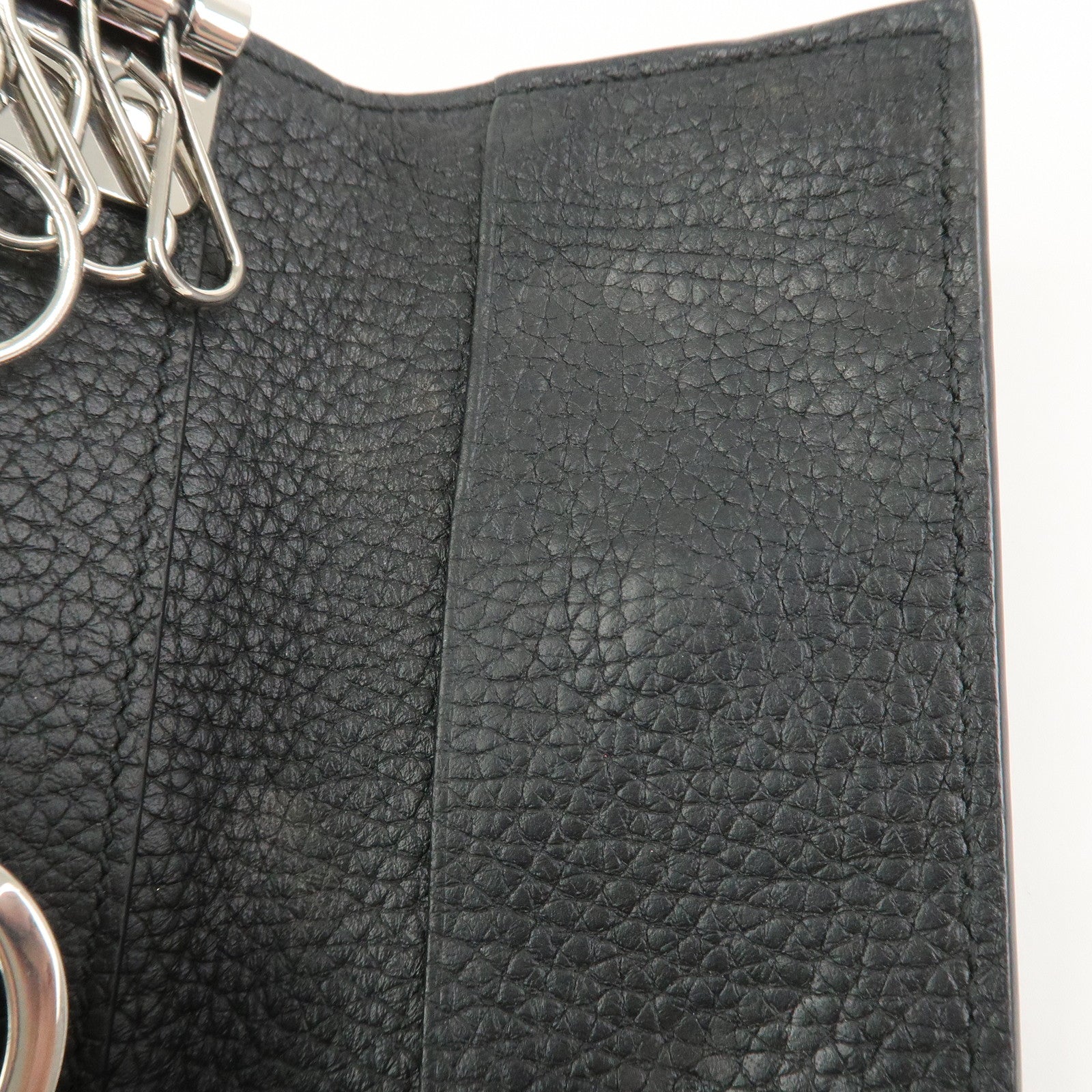 GUCCI Logo Leather 6 Rings Key Case Key Holder Black 771156