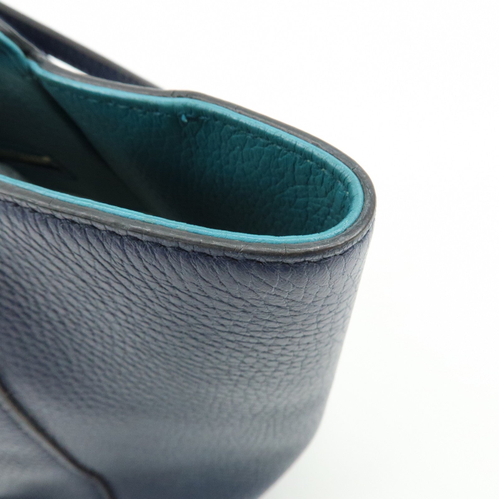 GUCCI Swing Interlocking G Calf Leather Tote Hand Bag Navy 354408