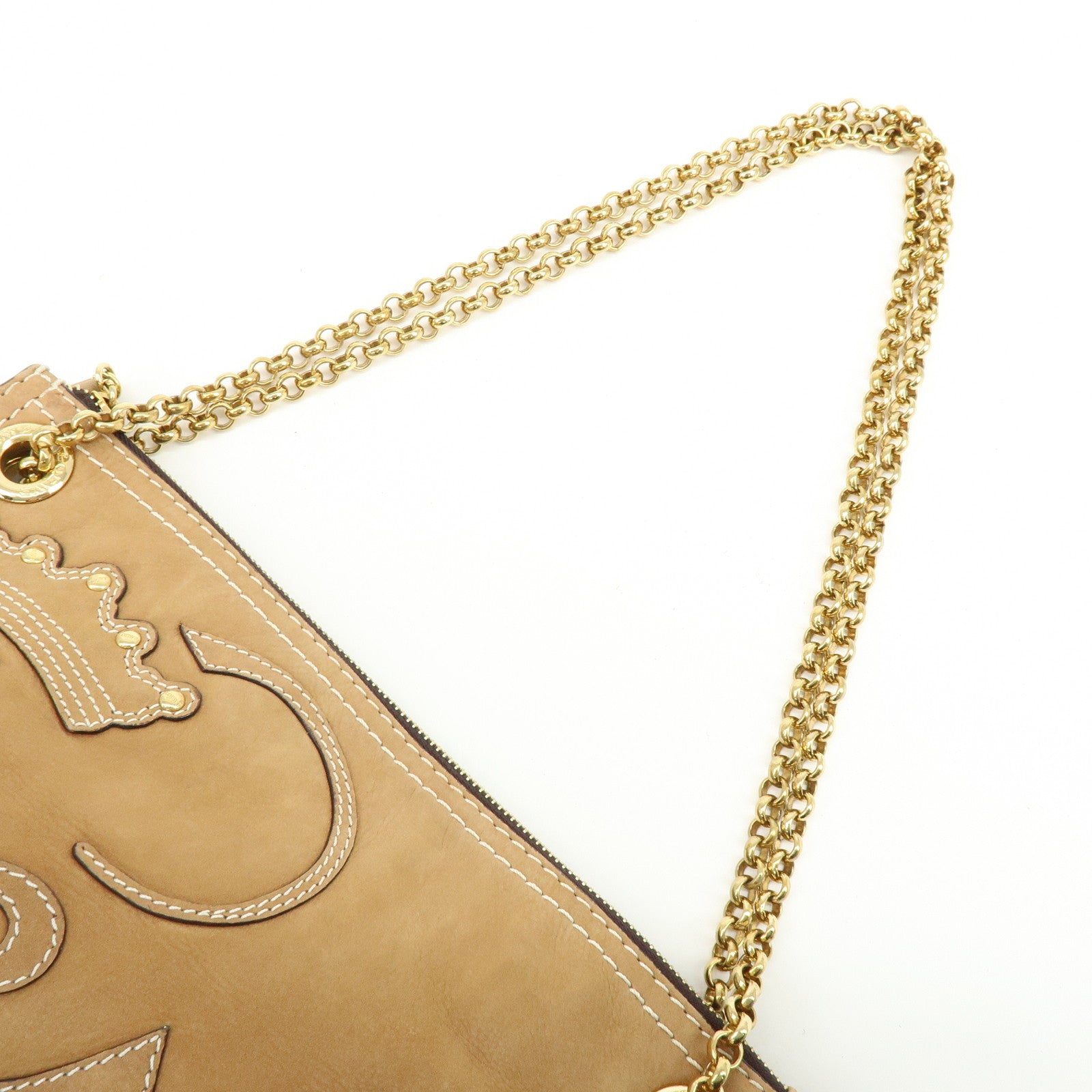 LOEWE Logo Leather Chain Shoulder Bag Crossbody Bag Brown