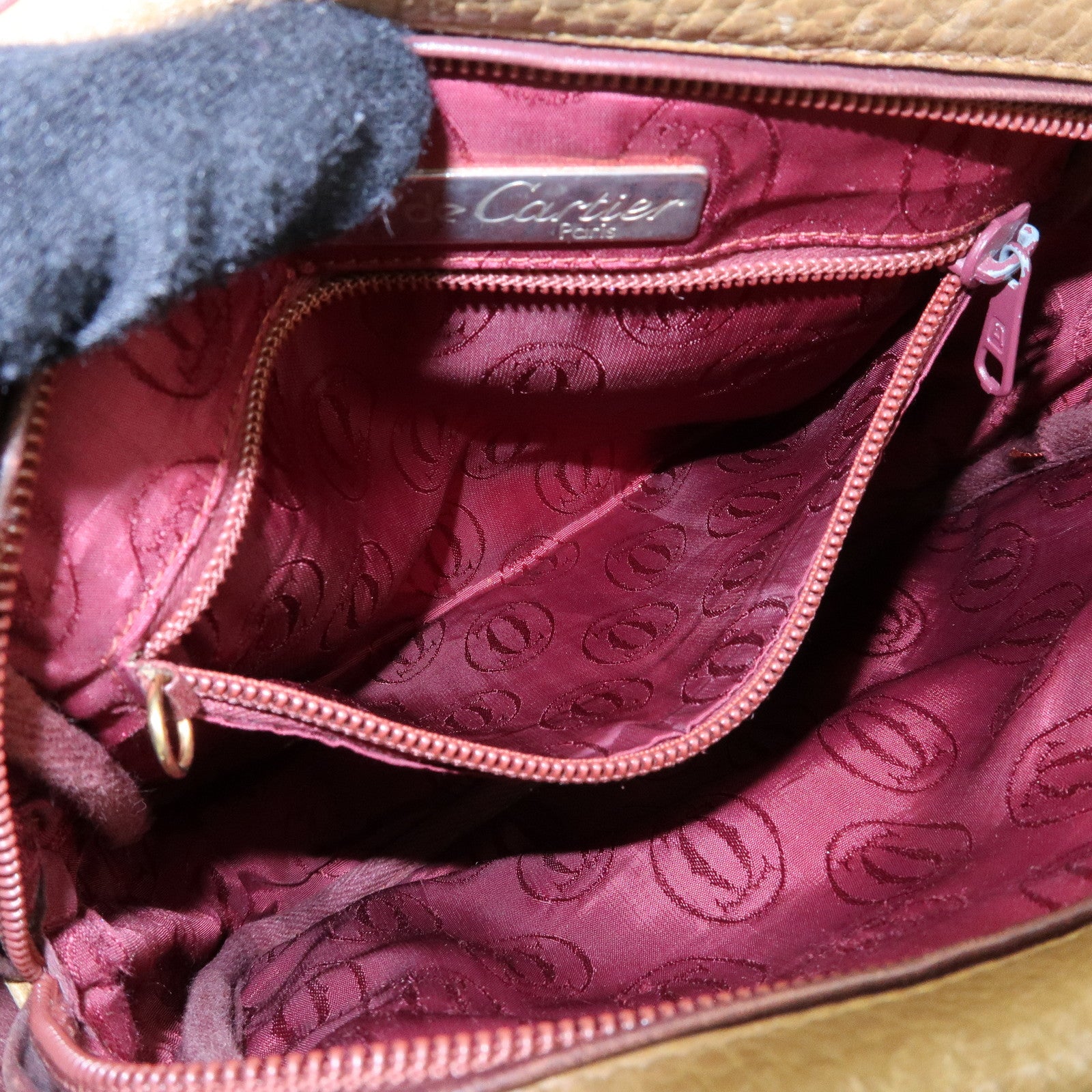 Cartier Must de Cartier Leather Shoulder Bag Crossbody Bag Beige