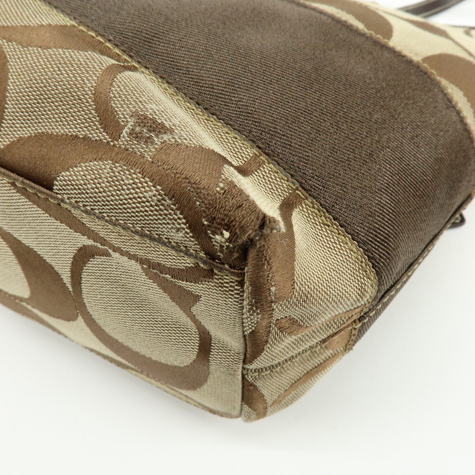 COACH Signature Set of 2 Canvas Leather Shoulder Bag Brown Beige