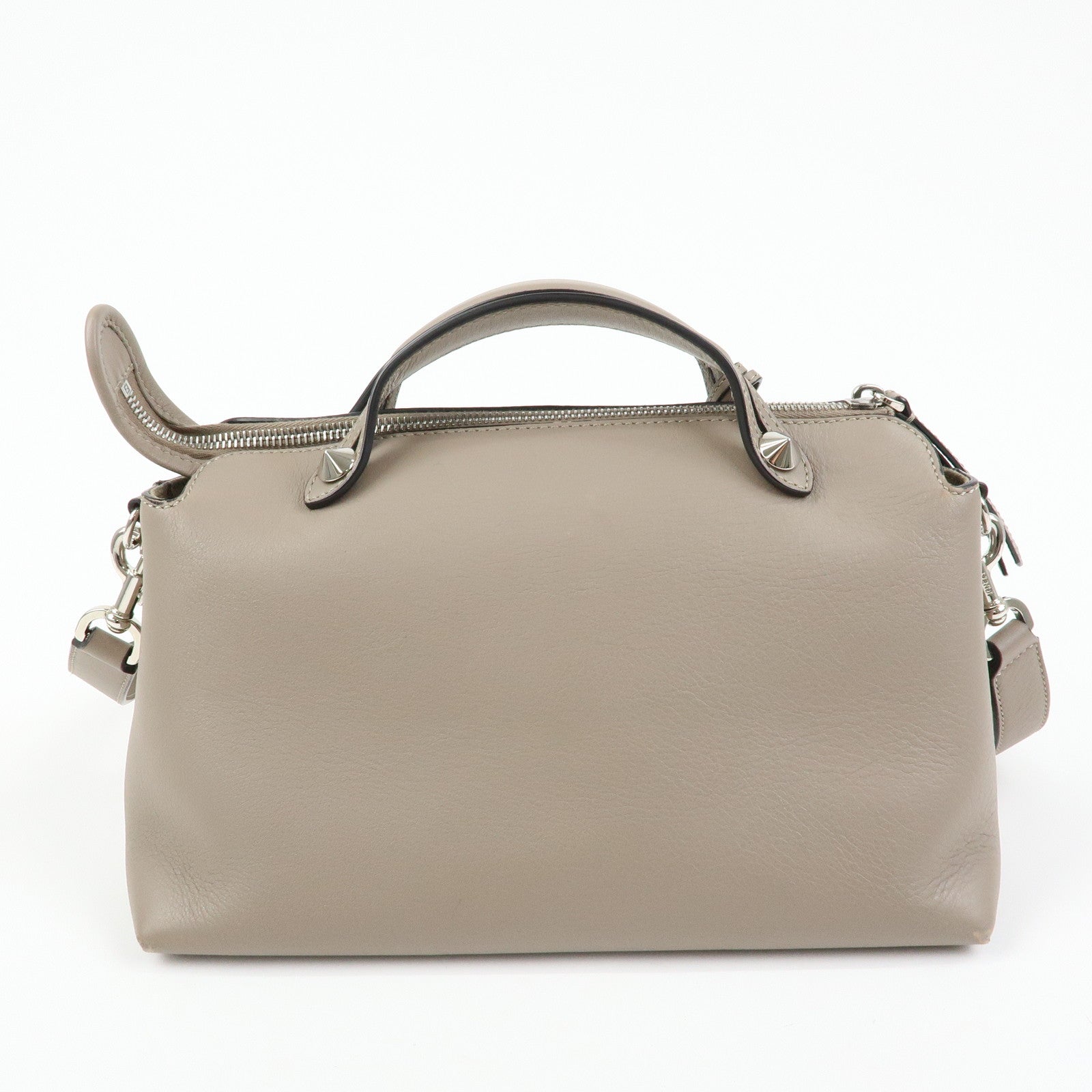 FENDI By The Way Medium Leather 2Way Bag Hand Bag Greige 8BL146