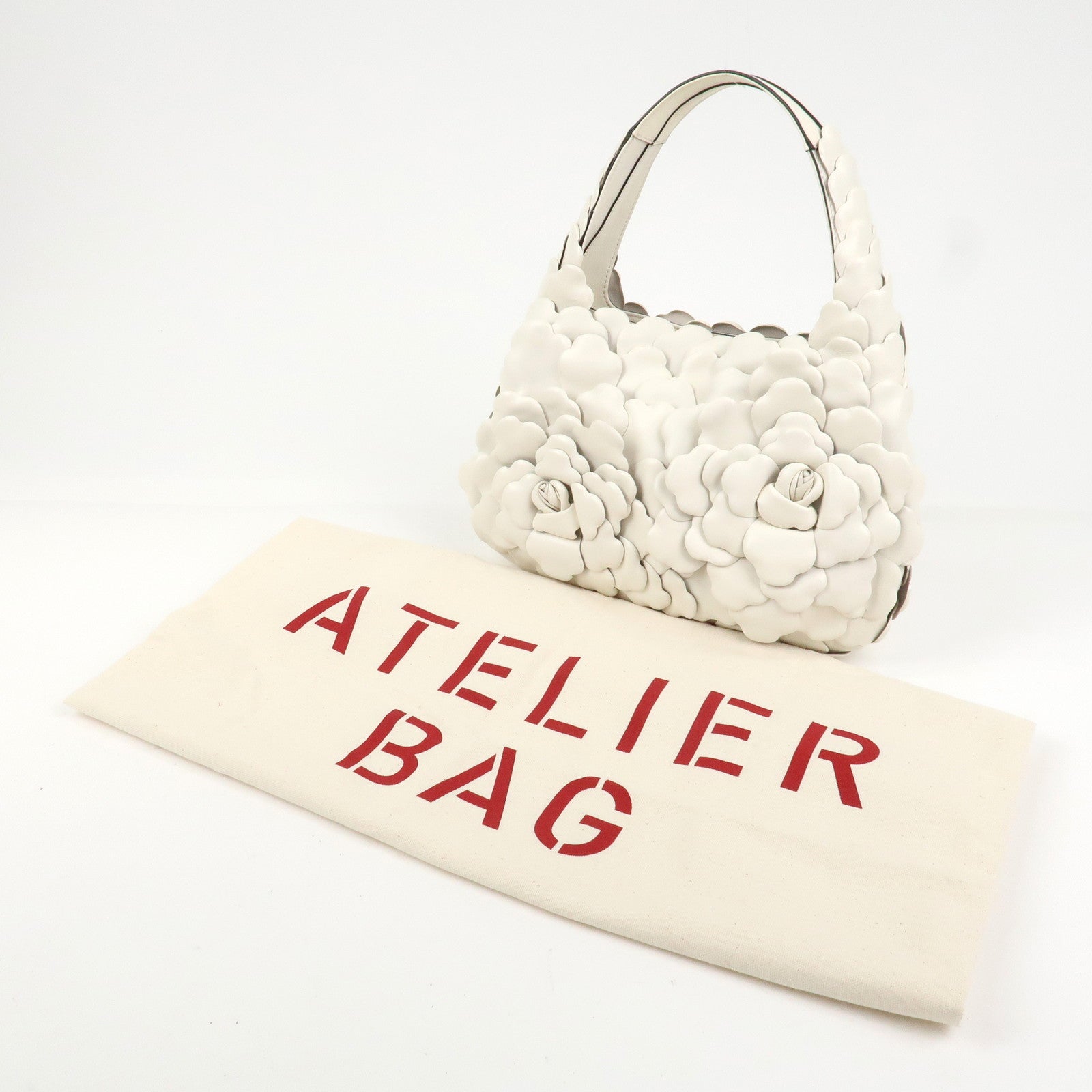 VALENTINO Leather Hand Bag Atelier 03 Rose Edition Ivory