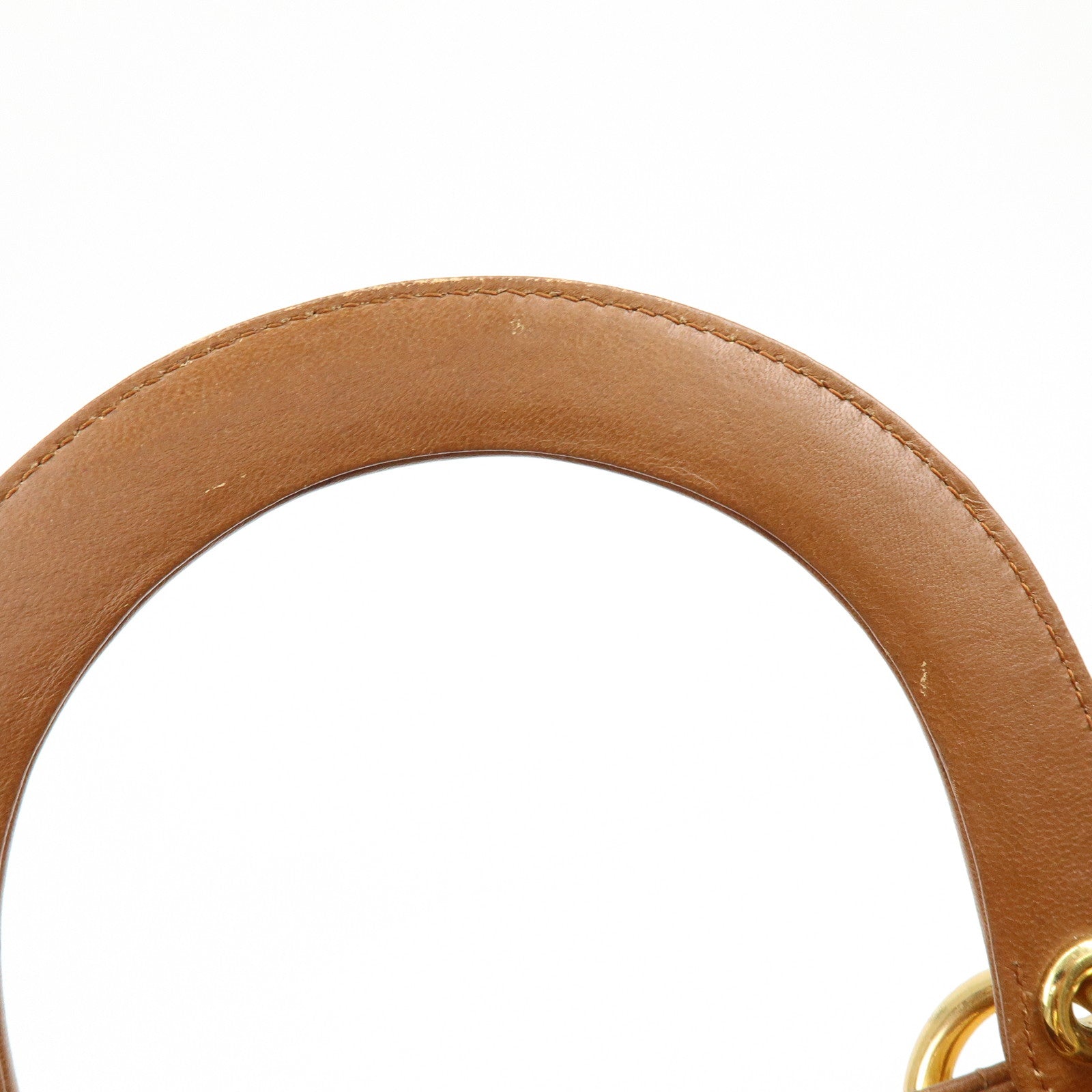 Christian Dior Cannage Large Lamb Skin 2Way Bag Hand Bag Camel