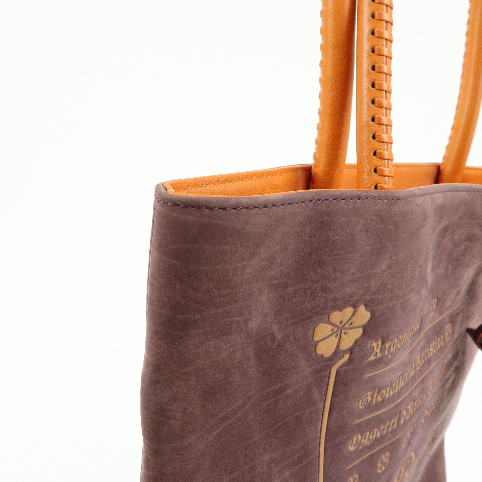 BVLGARI Collezione Suede Leather Tote Shoulder Bag Purple Orange