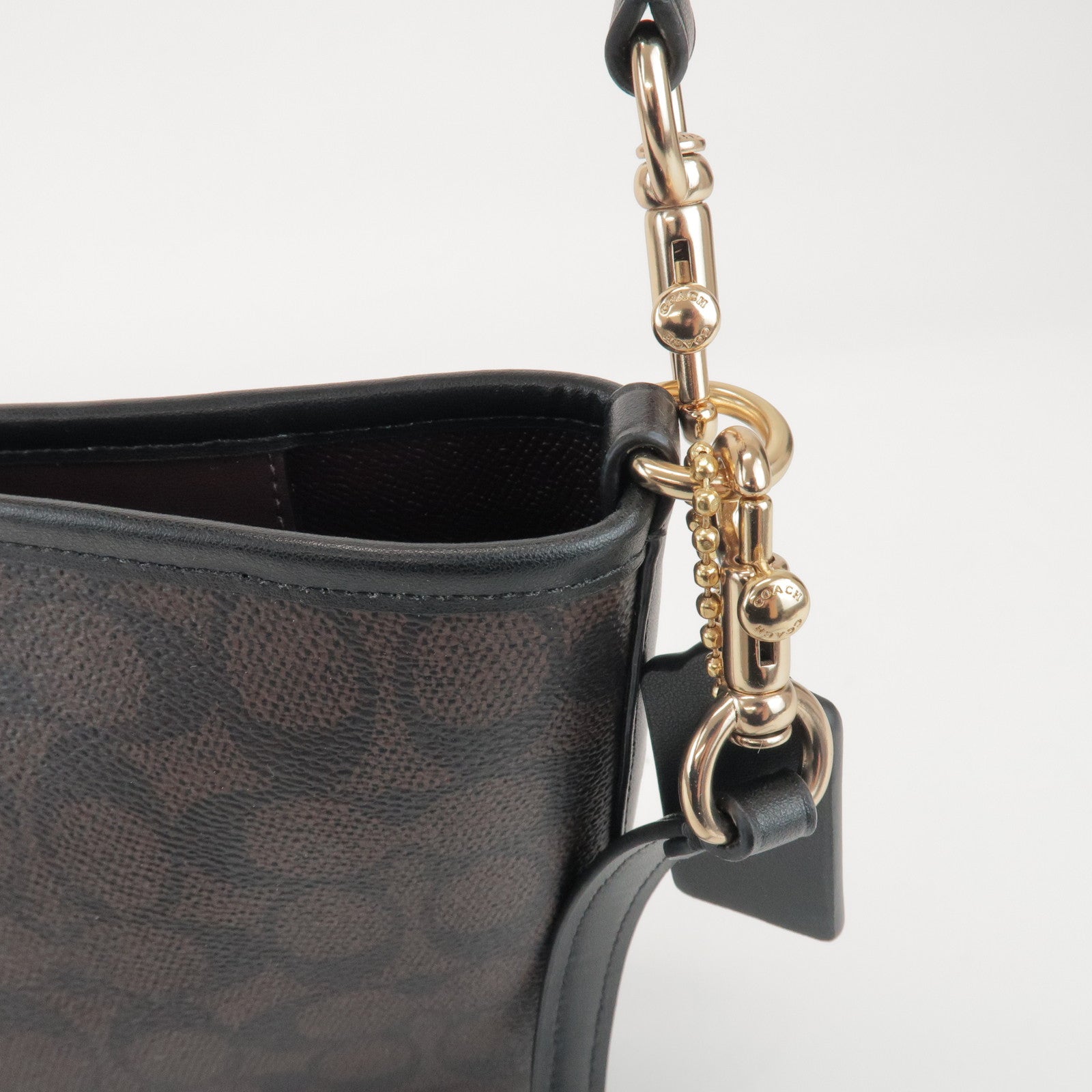 COACH Signature City PVC Leather 2Way Shoulder Bucket Bag Brown